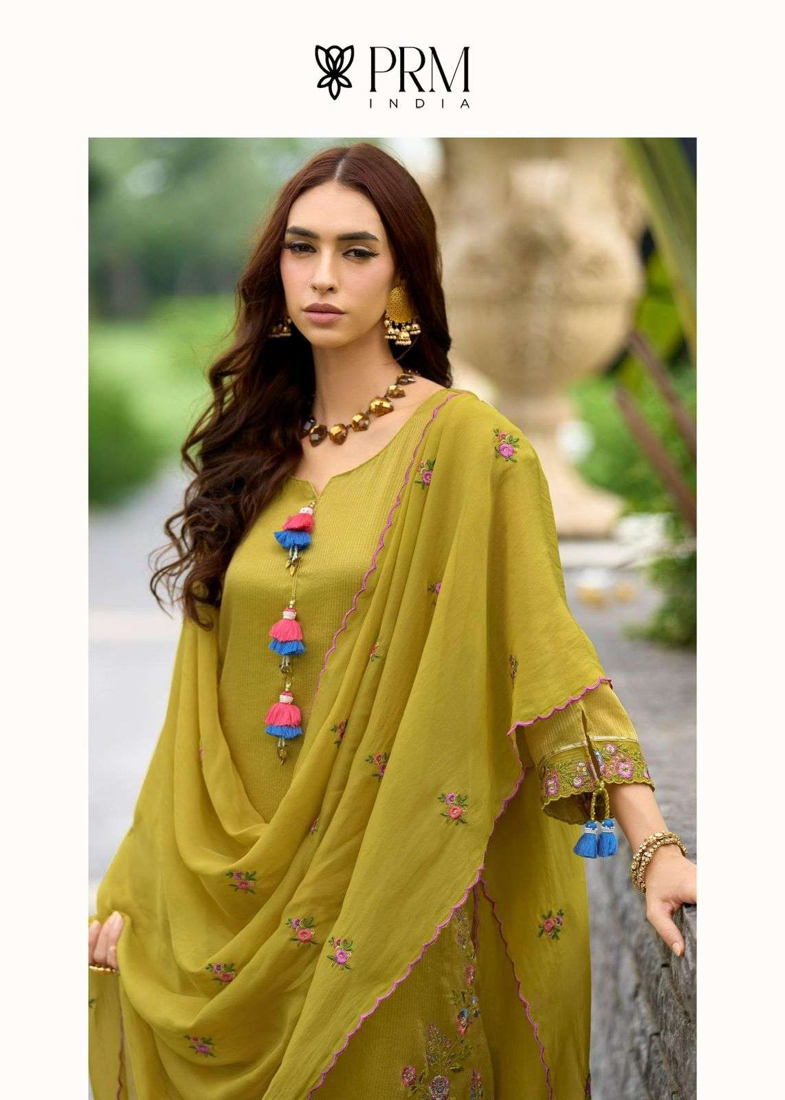 SAHELI BY PRM INDIA IN PURE RUSSIAN SILK JEQUARD WITH EMRODARY & HAND WORK 