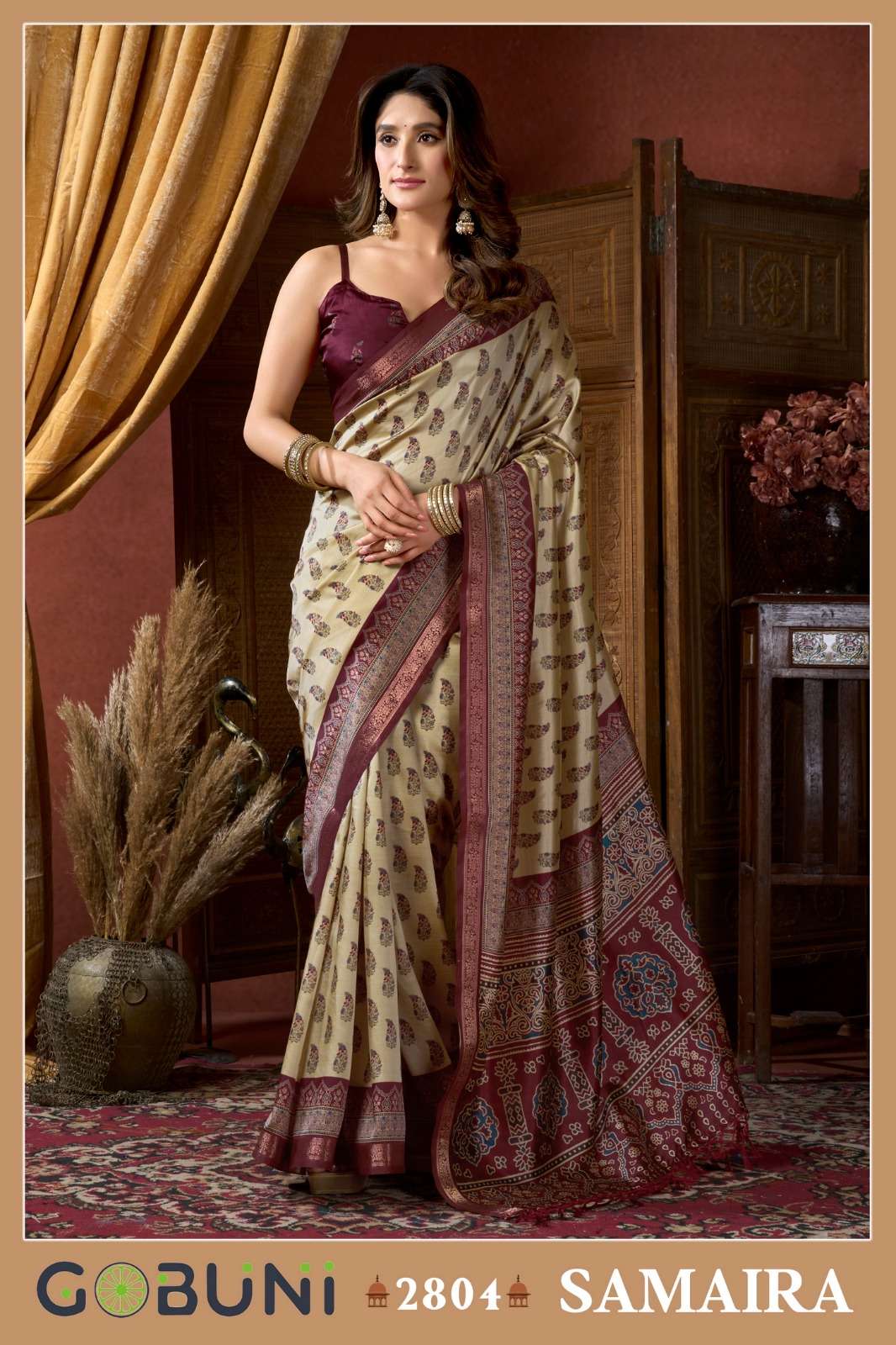 SAMAIRA BY GOBUNI IN CLUSTER DIGITAL SAREE WITH JACQUARD BORDER & JHALLAR 