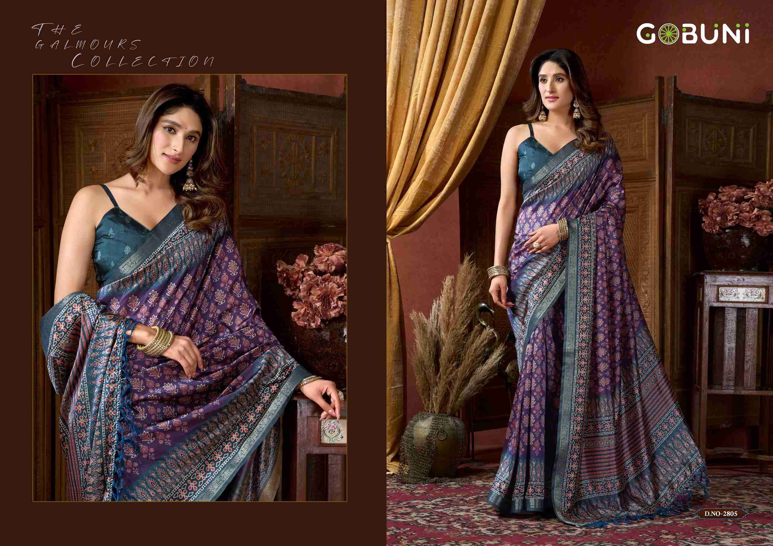 SAMAIRA BY GOBUNI IN CLUSTER DIGITAL SAREE WITH JACQUARD BORDER & JHALLAR 