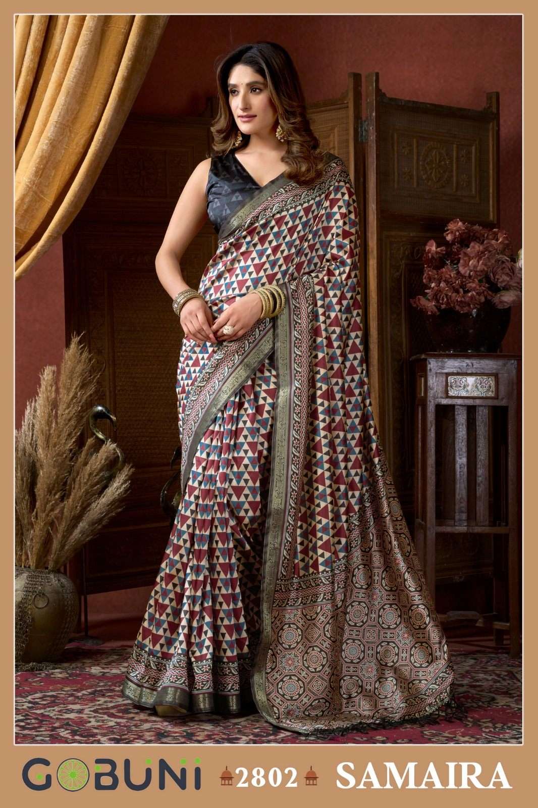 SAMAIRA BY GOBUNI IN CLUSTER DIGITAL SAREE WITH JACQUARD BORDER & JHALLAR 