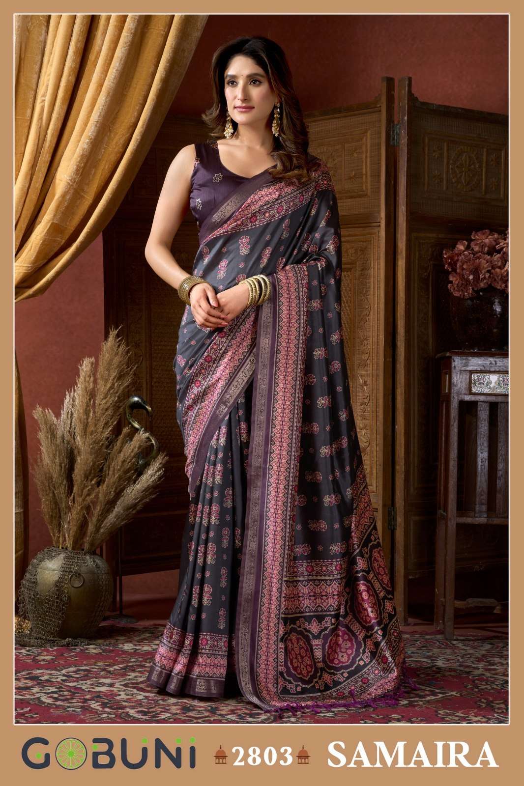 SAMAIRA BY GOBUNI IN CLUSTER DIGITAL SAREE WITH JACQUARD BORDER & JHALLAR 