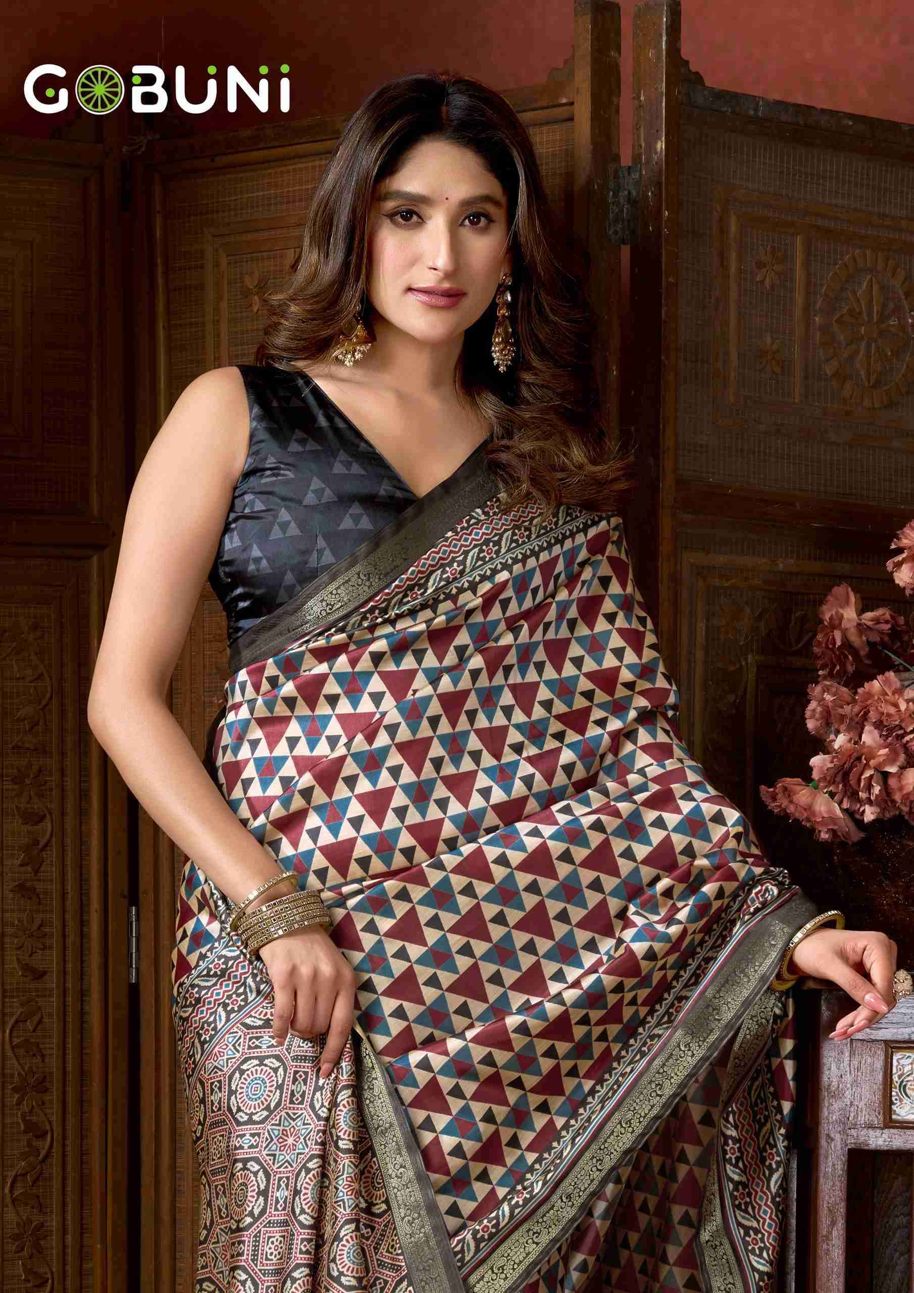 SAMAIRA BY GOBUNI IN CLUSTER DIGITAL SAREE WITH JACQUARD BORDER & JHALLAR 