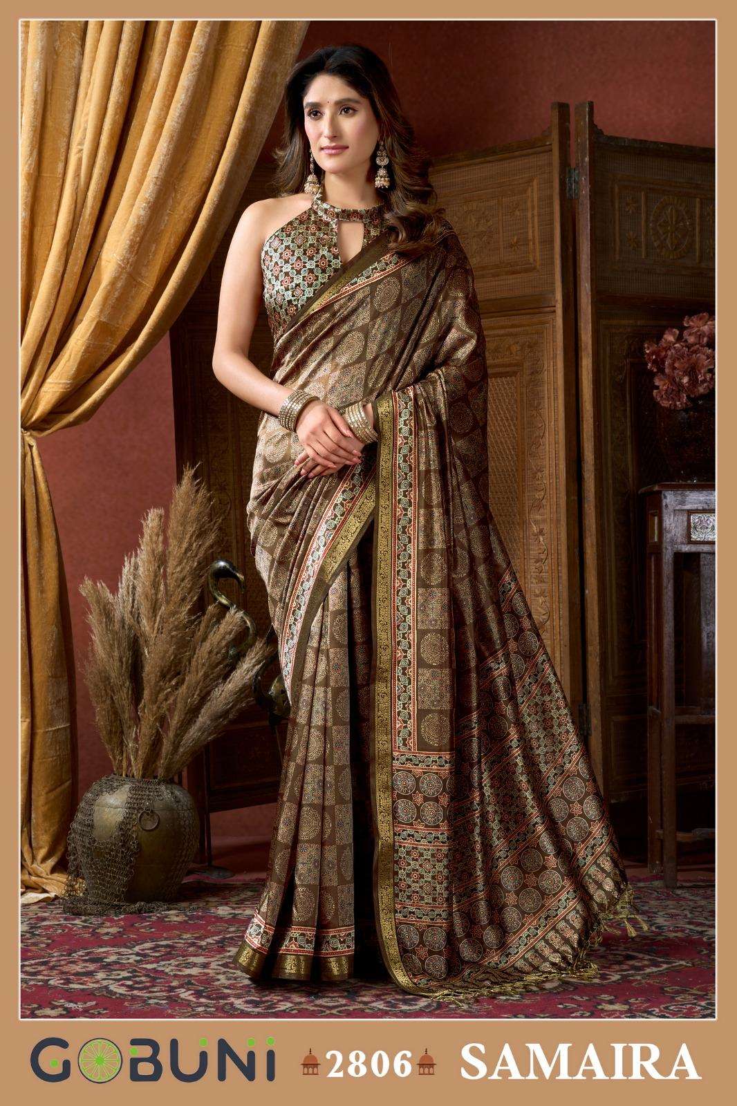 SAMAIRA BY GOBUNI IN CLUSTER DIGITAL SAREE WITH JACQUARD BORDER & JHALLAR 