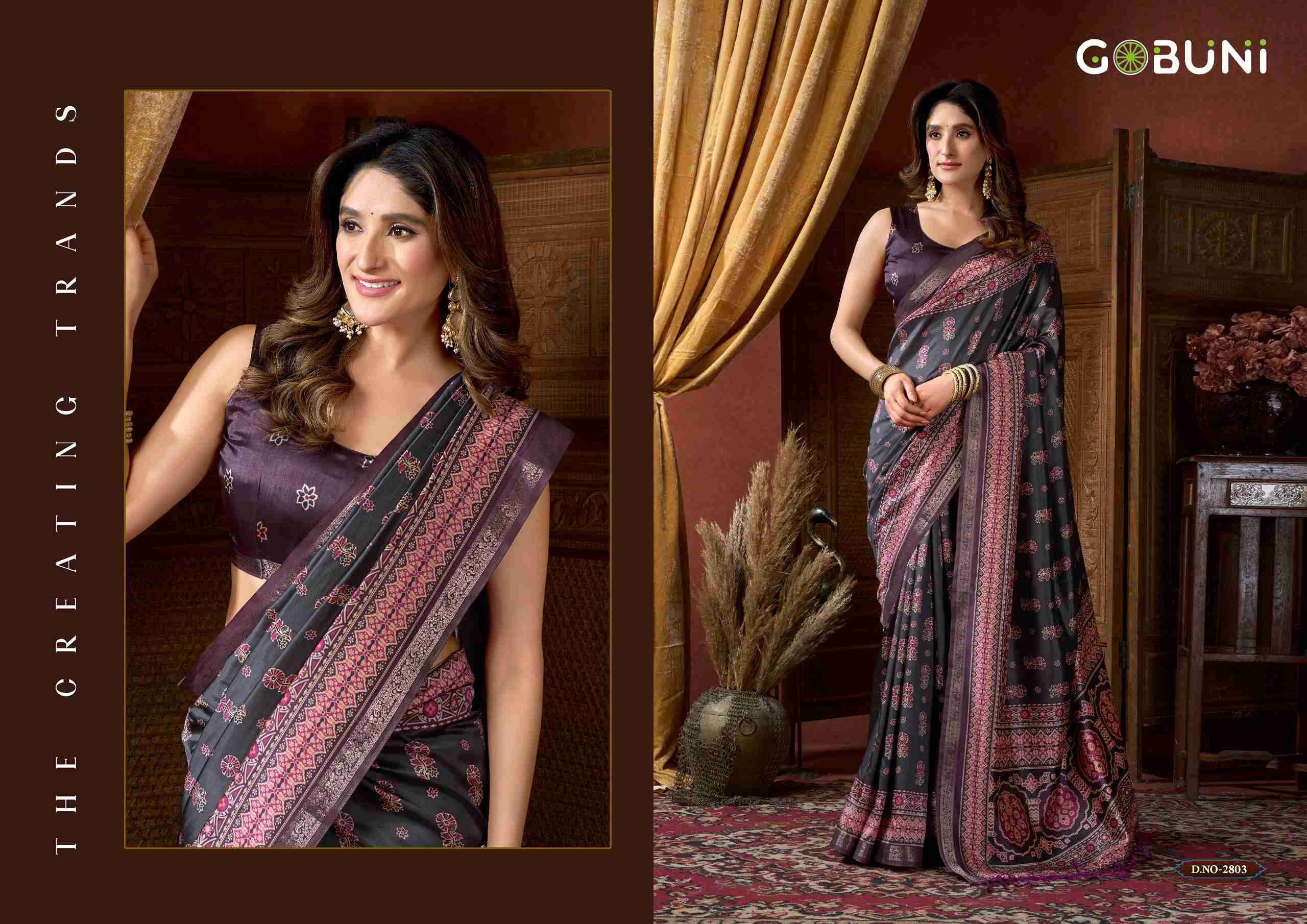 SAMAIRA BY GOBUNI IN CLUSTER DIGITAL SAREE WITH JACQUARD BORDER & JHALLAR 