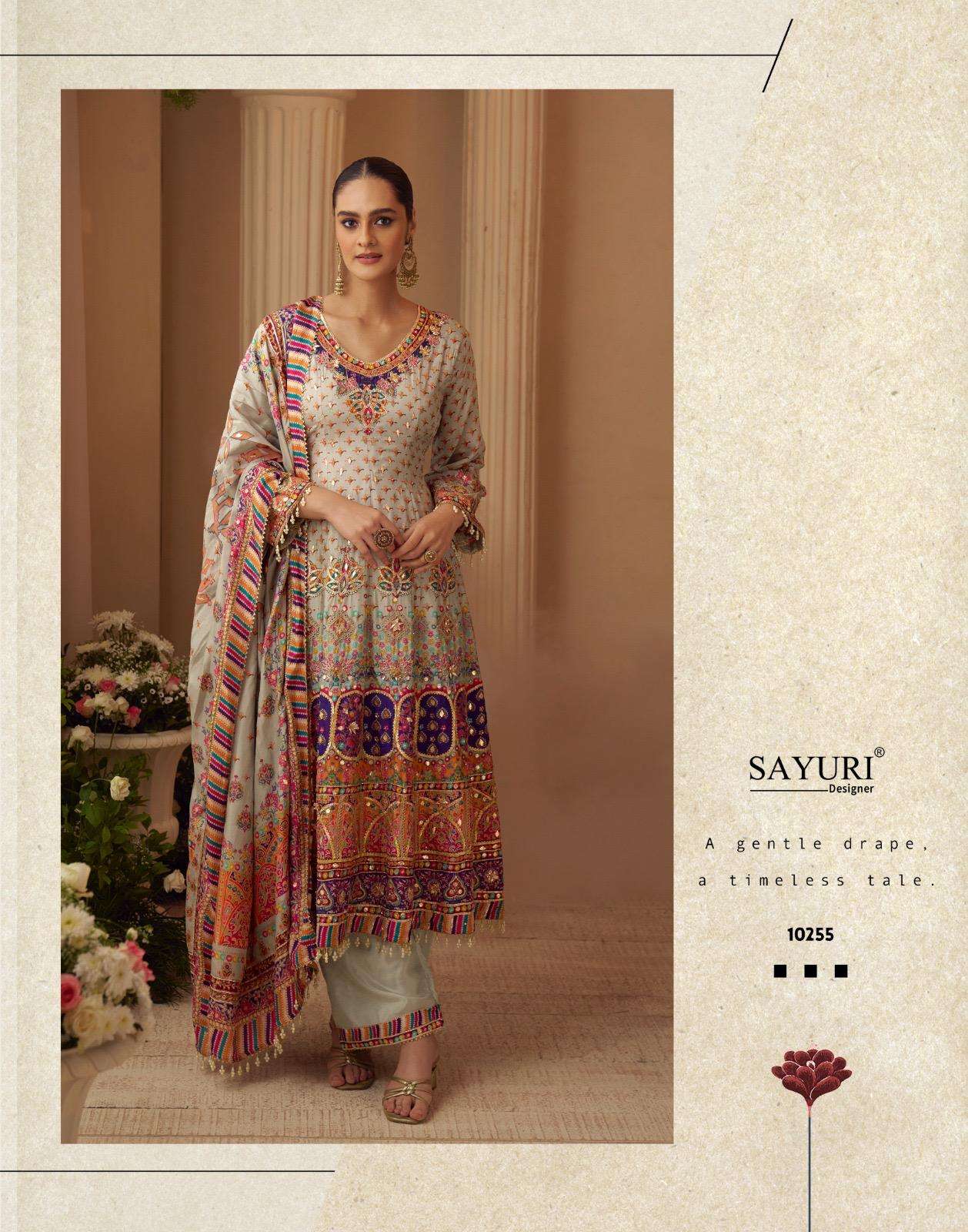 SARTHI BY SAYURI DESIGNER LATEST TRENDY NATURAL CREP PRINTED TOP AND PLAZZO GOTA PATTI 