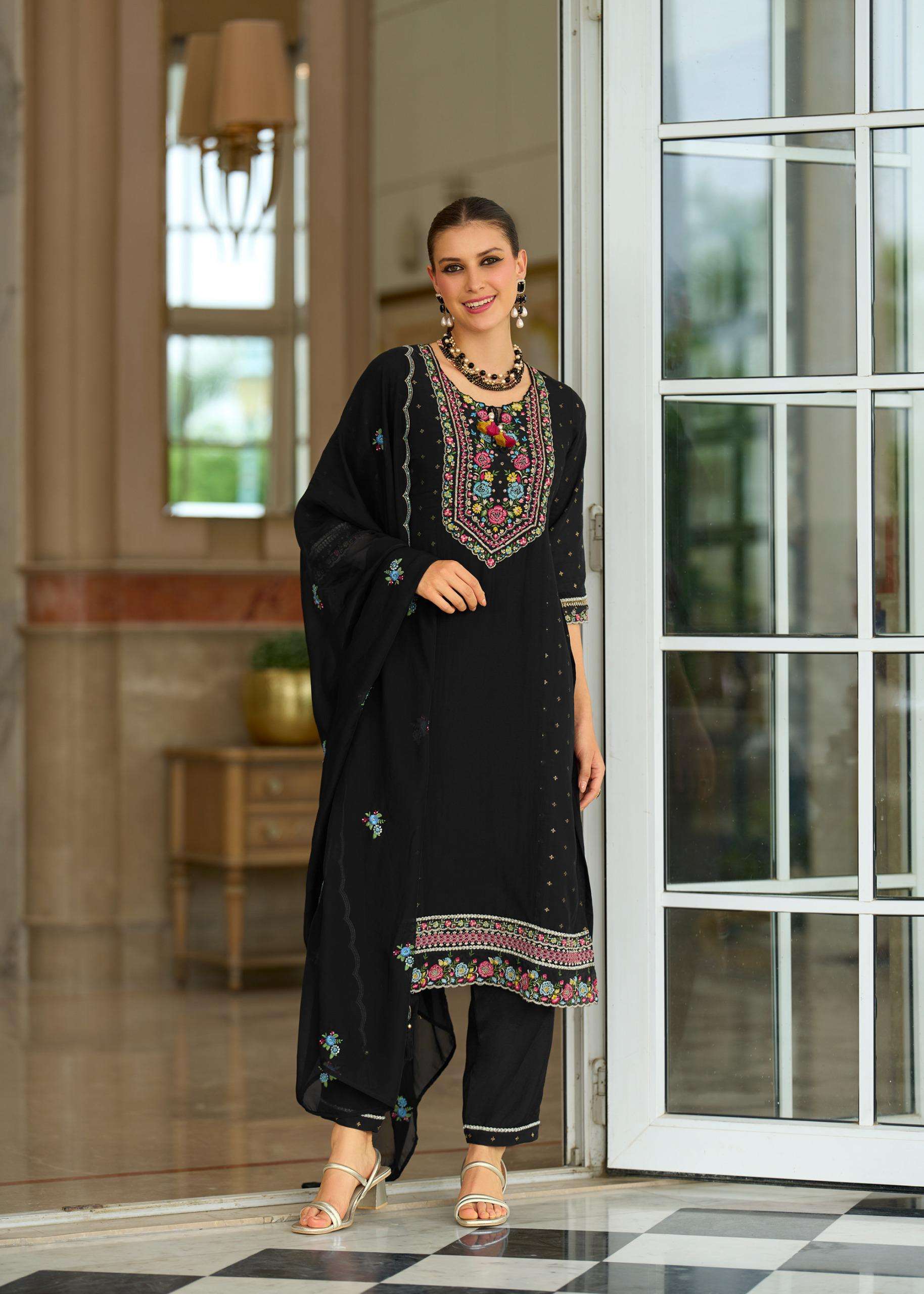 SAWARIYA BY PRM INDIA IN PURE MULL CHANDERI JACQUARD WITH EMBROIDERY & HAND WORK