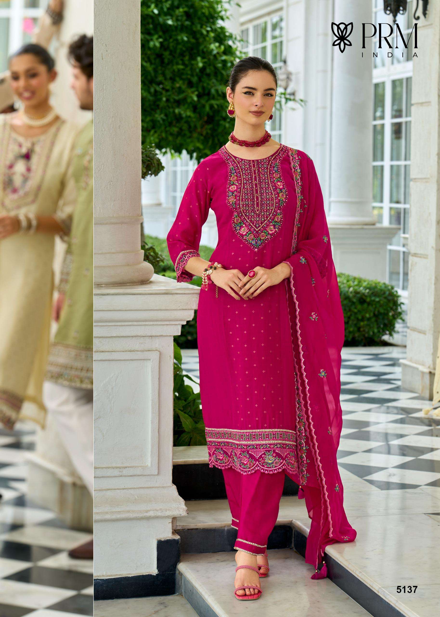 SAWARIYA BY PRM INDIA IN PURE MULL CHANDERI JACQUARD WITH EMBROIDERY & HAND WORK