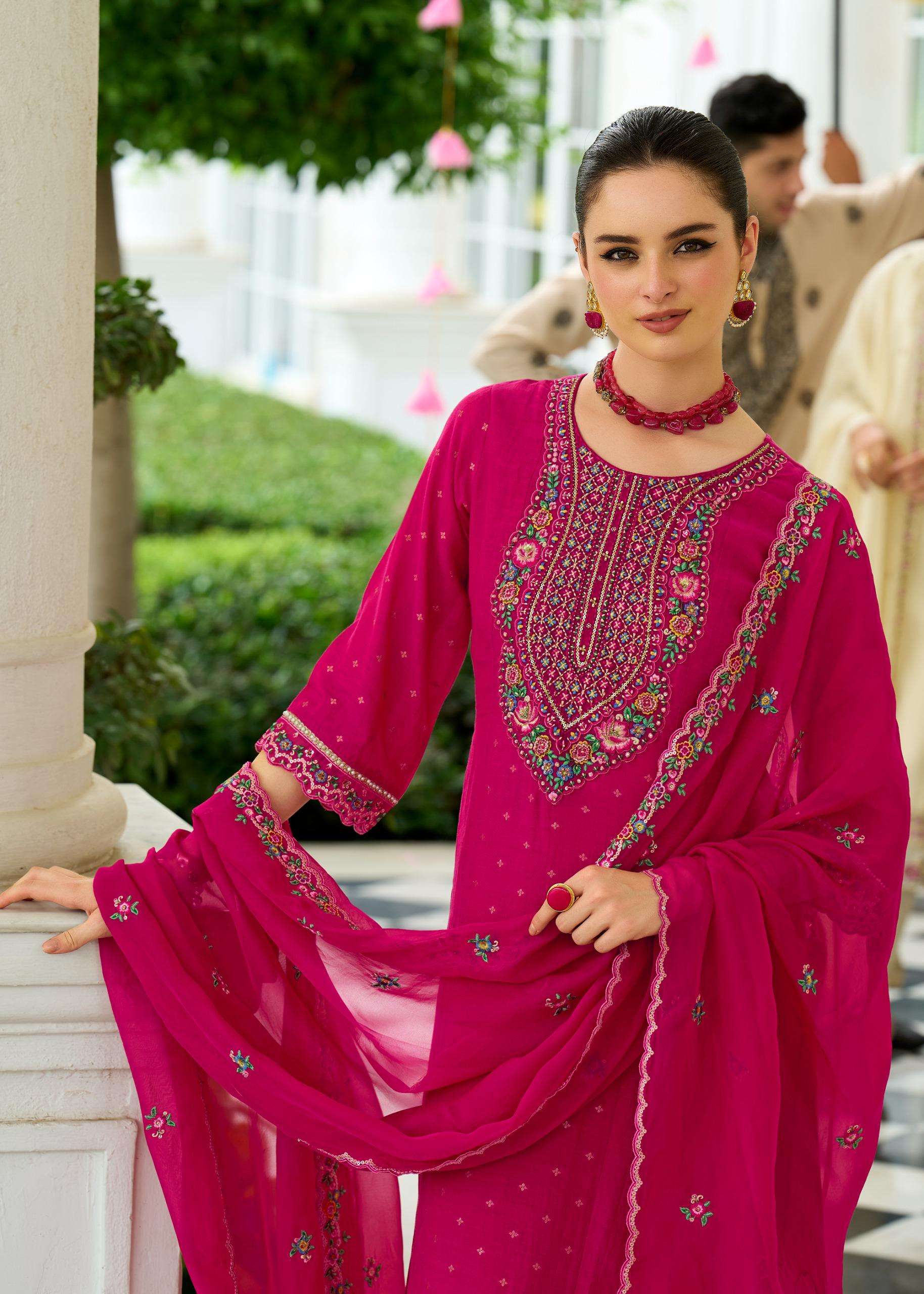 SAWARIYA BY PRM INDIA IN PURE MULL CHANDERI JACQUARD WITH EMBROIDERY & HAND WORK