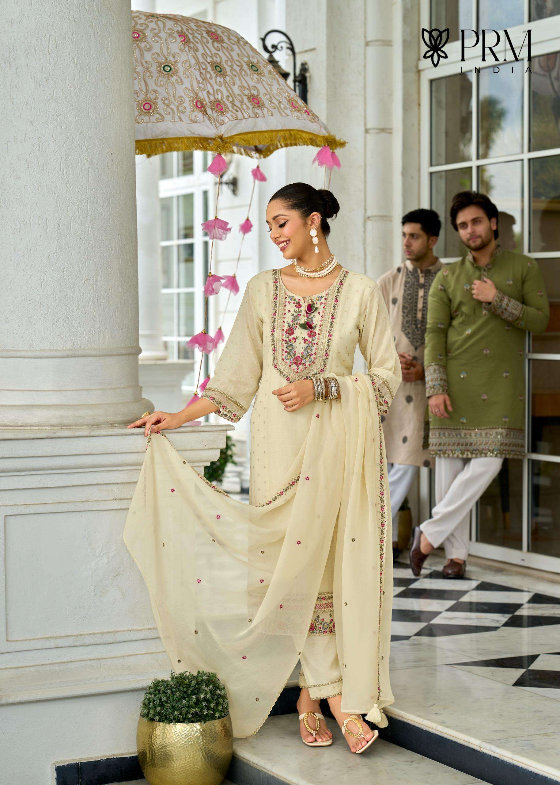 SAWARIYA BY PRM INDIA IN PURE MULL CHANDERI JACQUARD WITH EMBROIDERY & HAND WORK