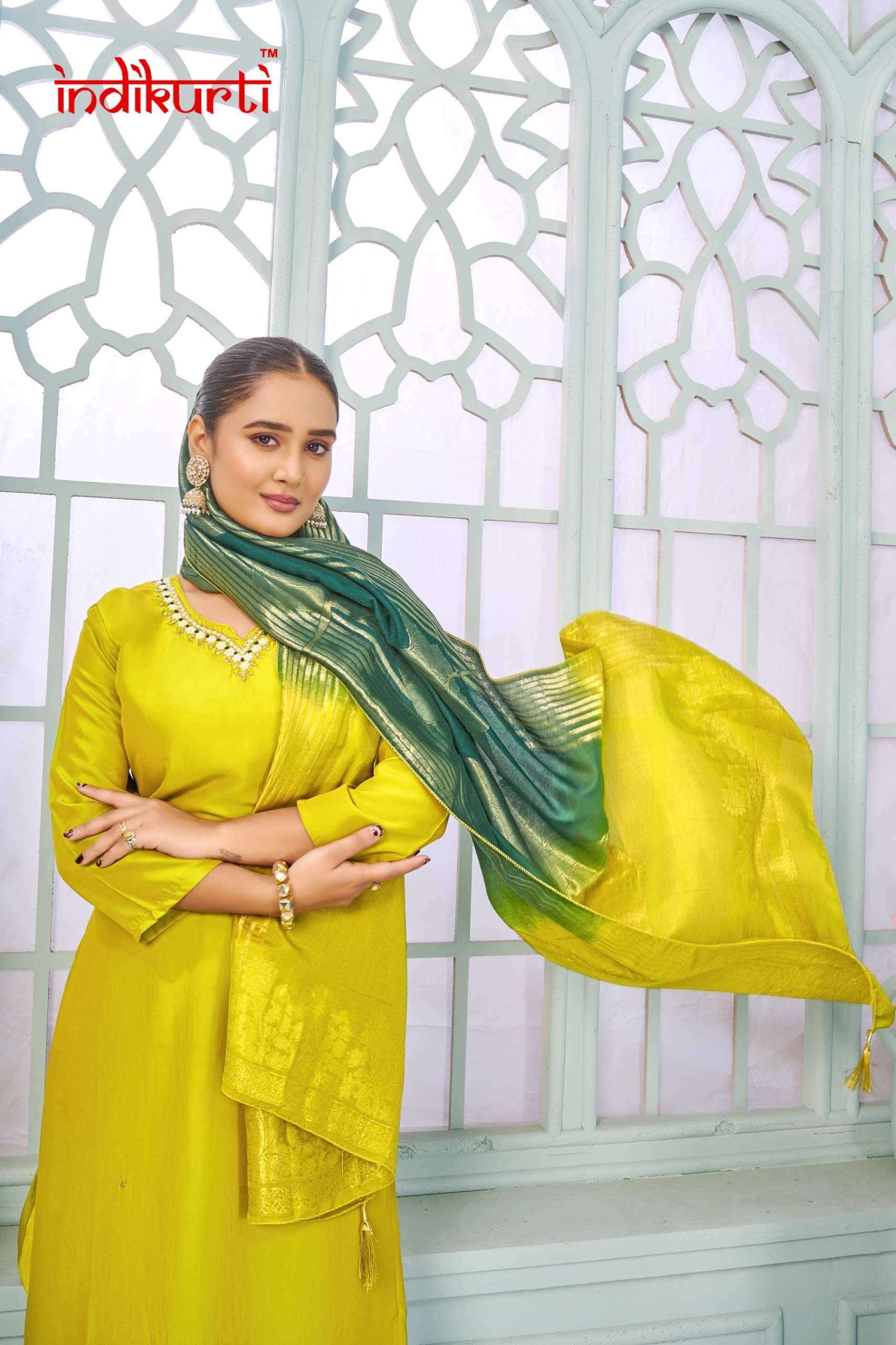 SHIVANI BY INDIKURTI IN HEAVY RANGILA SILK KURTI PANT DUPATTA WITH HANDWORK 