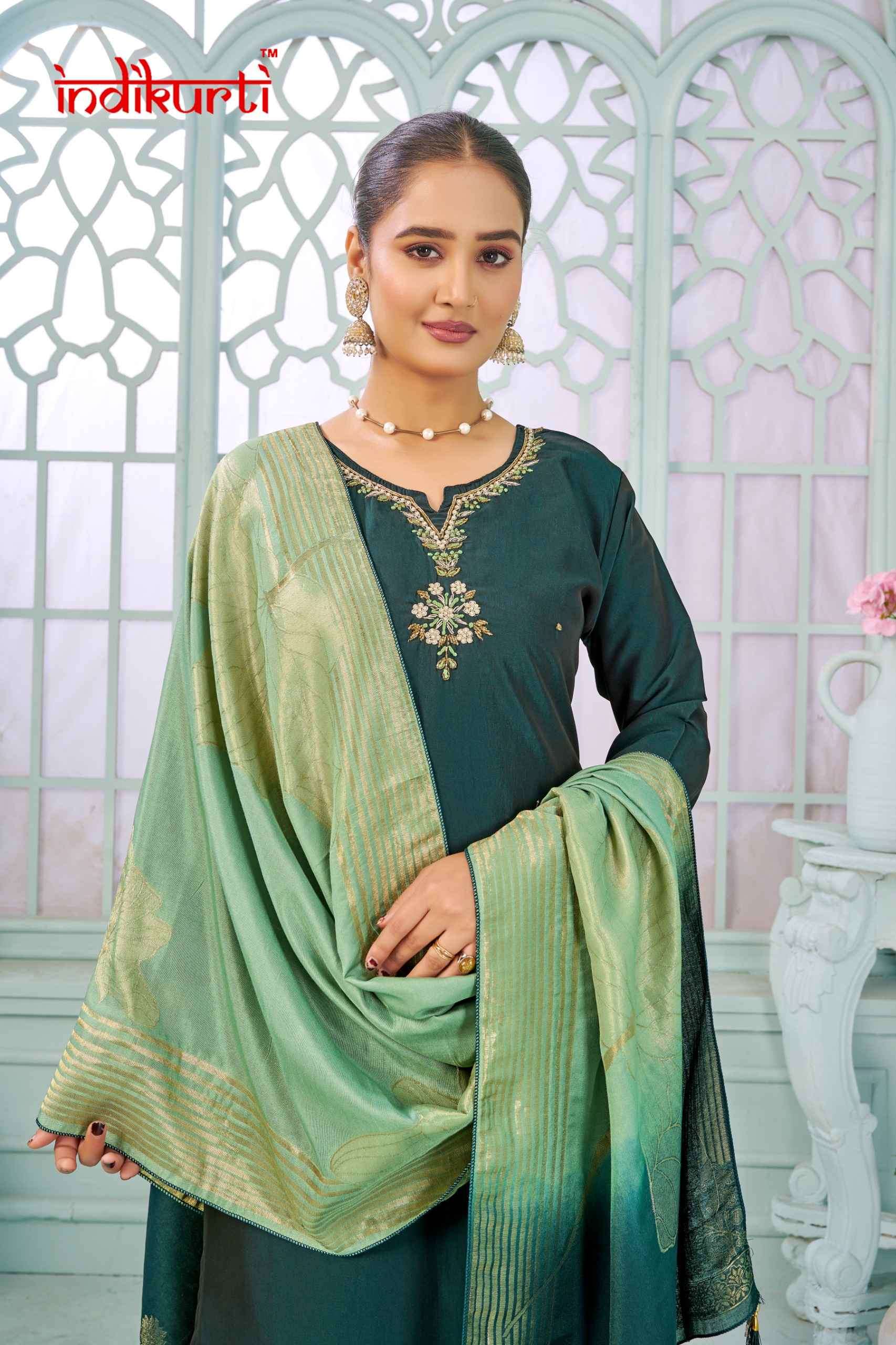 SHIVANI BY INDIKURTI IN HEAVY RANGILA SILK KURTI PANT DUPATTA WITH HANDWORK 