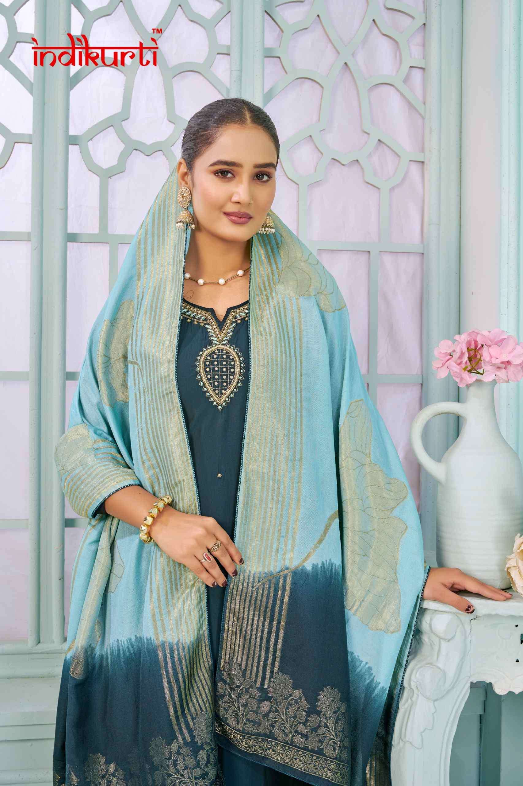 SHIVANI BY INDIKURTI IN HEAVY RANGILA SILK KURTI PANT DUPATTA WITH HANDWORK 