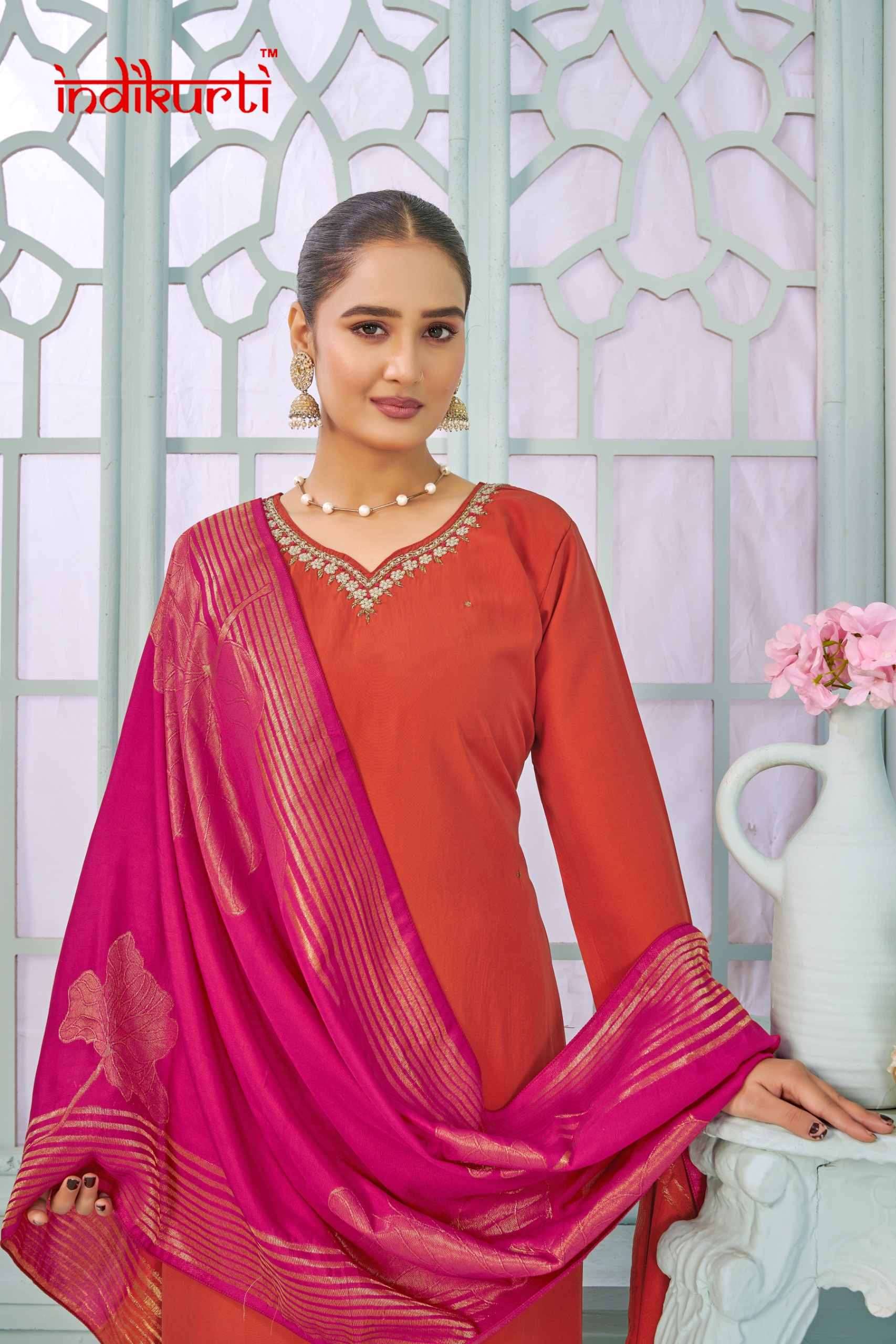 SHIVANI BY INDIKURTI IN HEAVY RANGILA SILK KURTI PANT DUPATTA WITH HANDWORK 