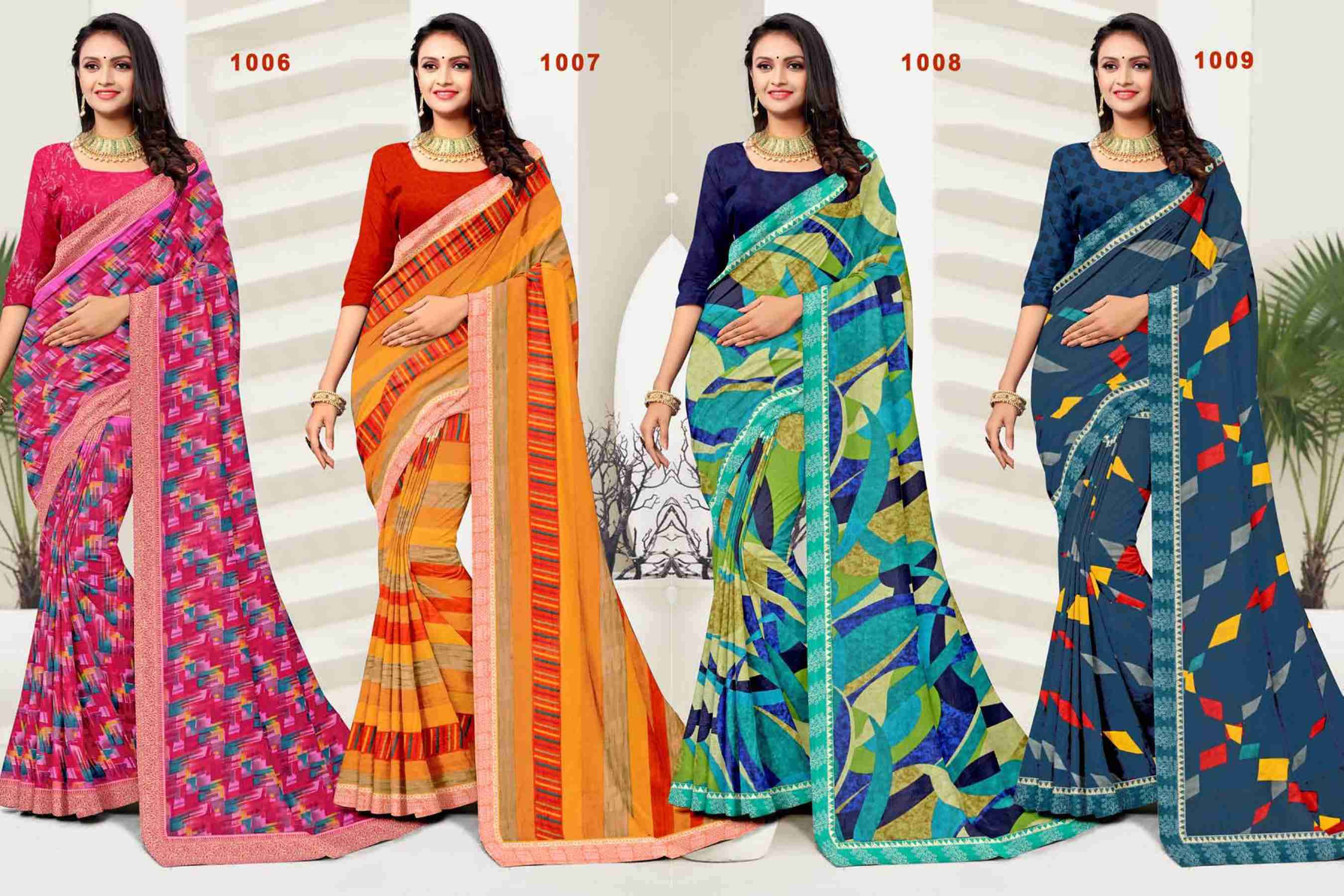 SIYA-18 BY TEXOFAB IN RANIAL GEORGETTE ALL OVER PRINTED SAREE WITH BORDER 