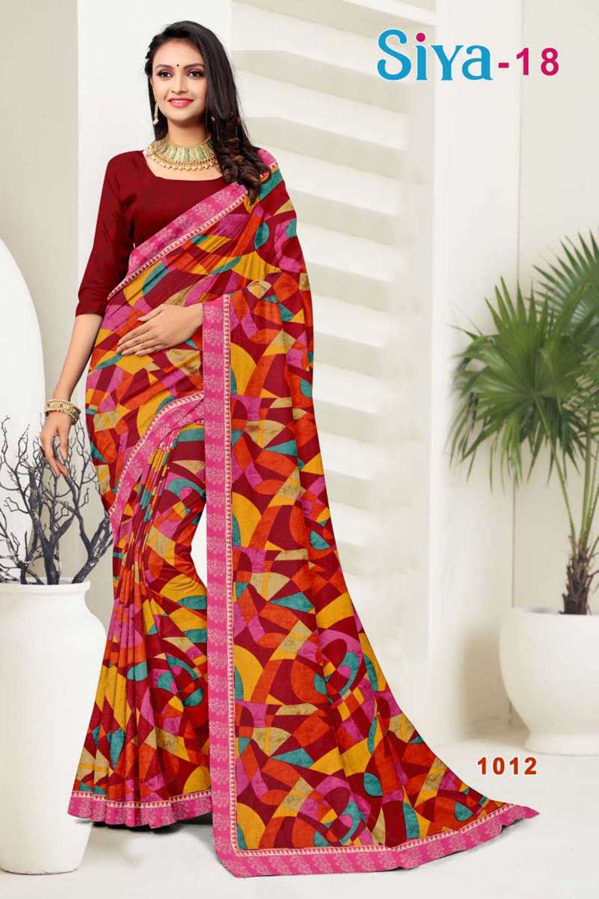 SIYA-18 BY TEXOFAB IN RANIAL GEORGETTE ALL OVER PRINTED SAREE WITH BORDER 