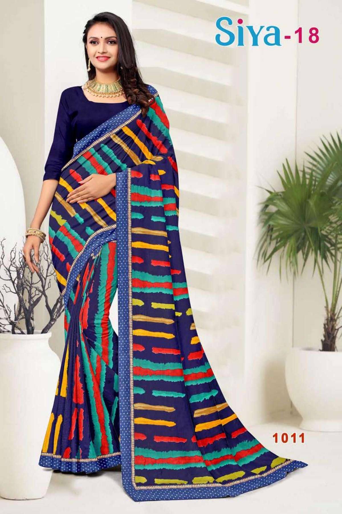 SIYA-18 BY TEXOFAB IN RANIAL GEORGETTE ALL OVER PRINTED SAREE WITH BORDER 