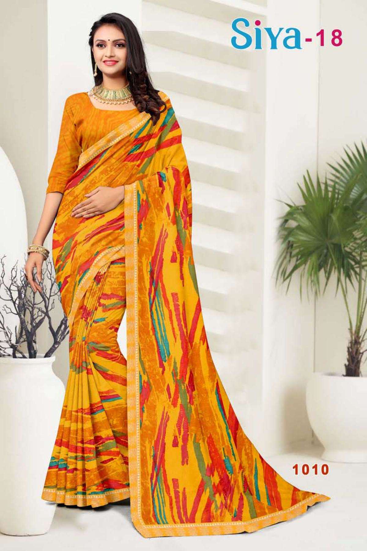 SIYA-18 BY TEXOFAB IN RANIAL GEORGETTE ALL OVER PRINTED SAREE WITH BORDER 