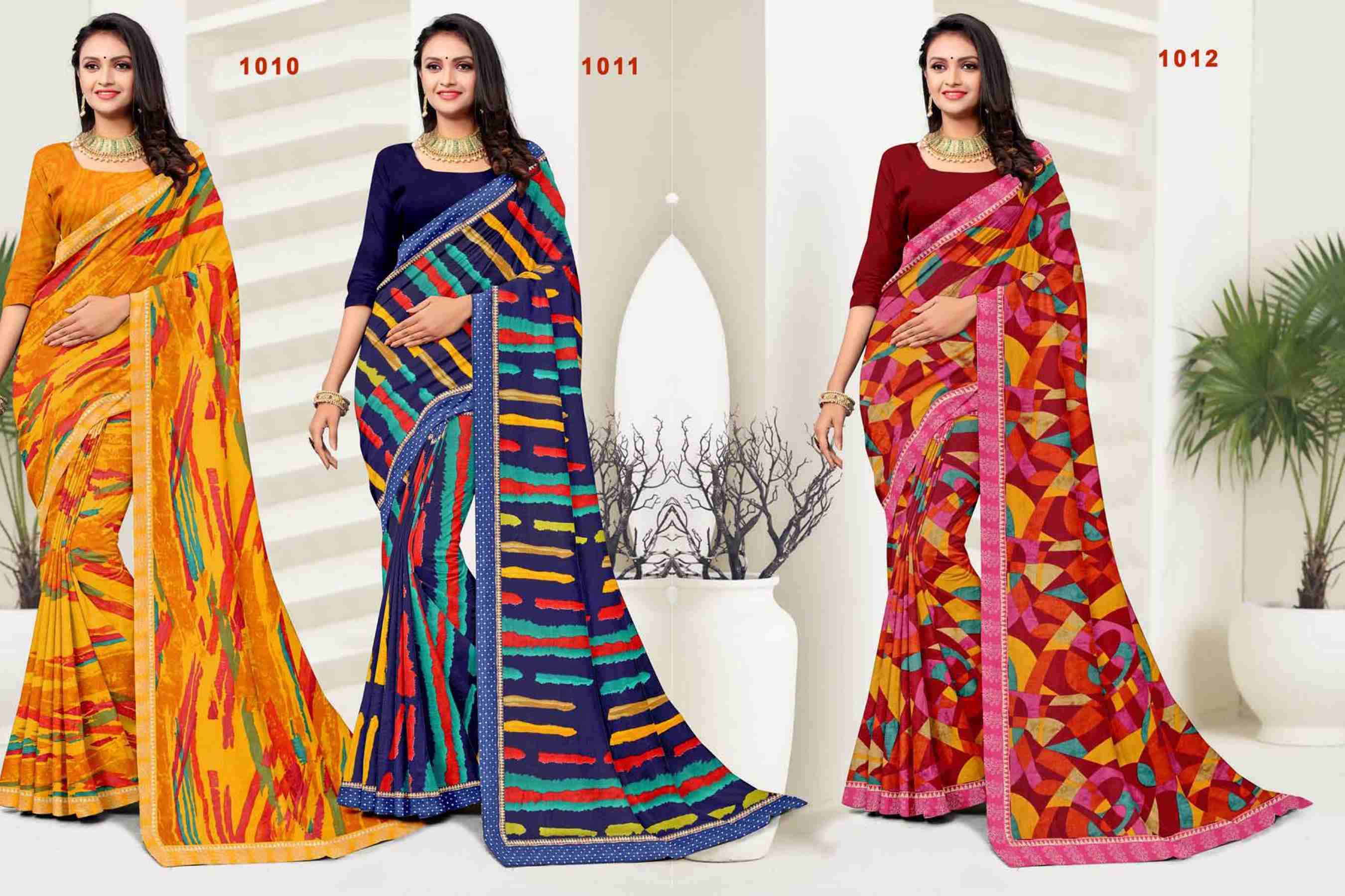 SIYA-18 BY TEXOFAB IN RANIAL GEORGETTE ALL OVER PRINTED SAREE WITH BORDER 