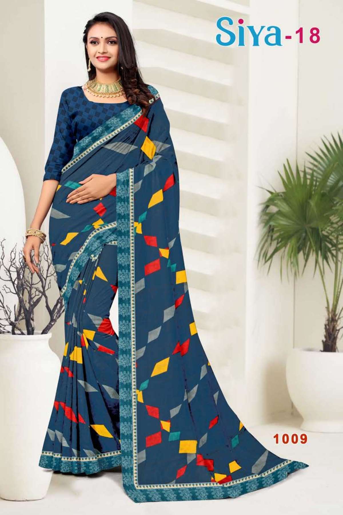 SIYA-18 BY TEXOFAB IN RANIAL GEORGETTE ALL OVER PRINTED SAREE WITH BORDER 