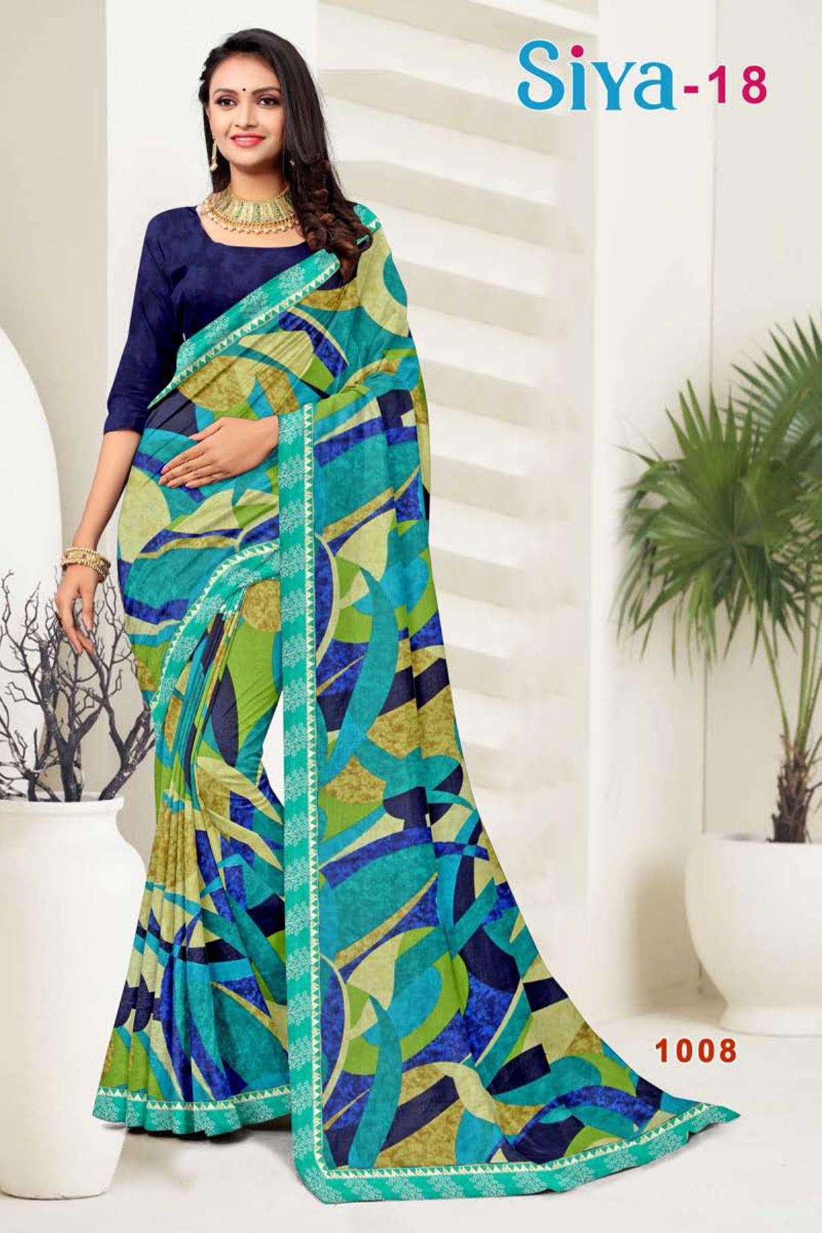 SIYA-18 BY TEXOFAB IN RANIAL GEORGETTE ALL OVER PRINTED SAREE WITH BORDER 