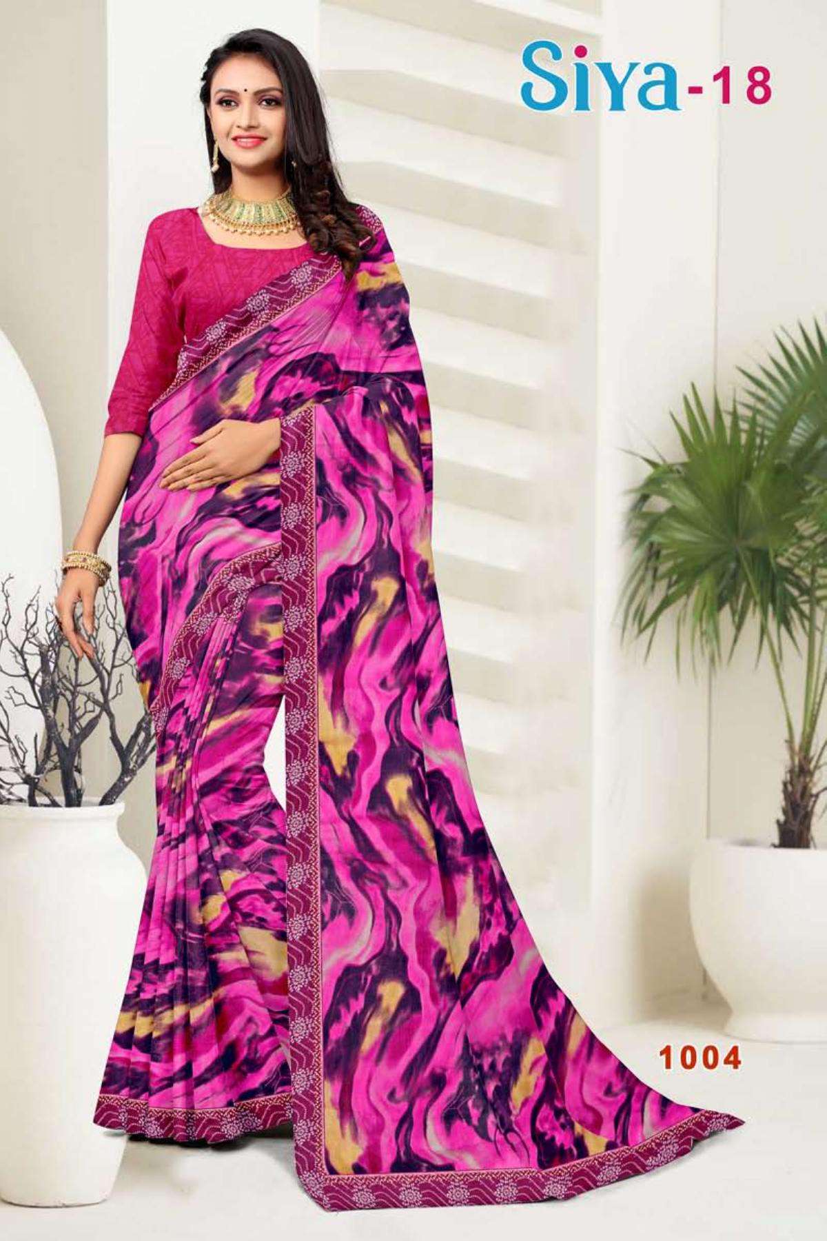 SIYA-18 BY TEXOFAB IN RANIAL GEORGETTE ALL OVER PRINTED SAREE WITH BORDER 
