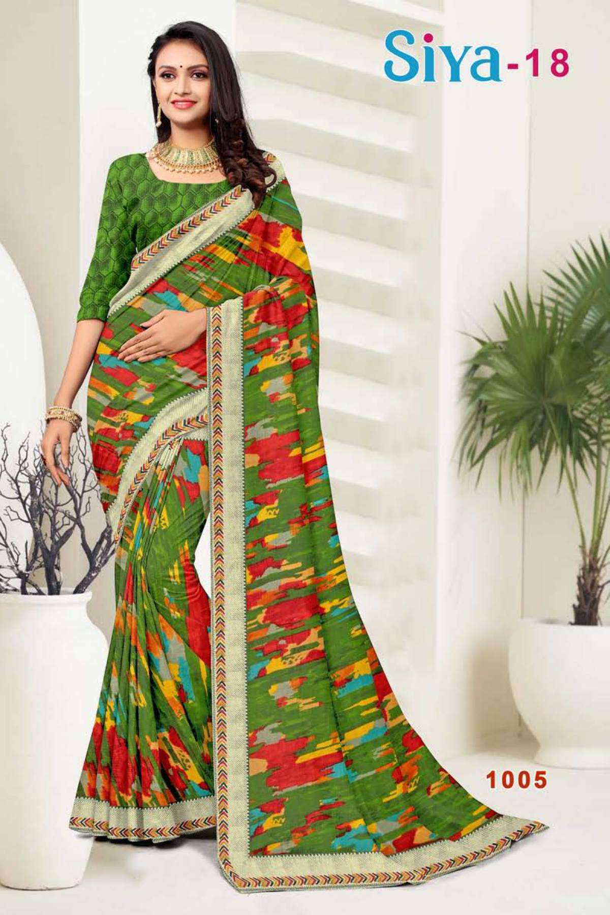 SIYA-18 BY TEXOFAB IN RANIAL GEORGETTE ALL OVER PRINTED SAREE WITH BORDER 