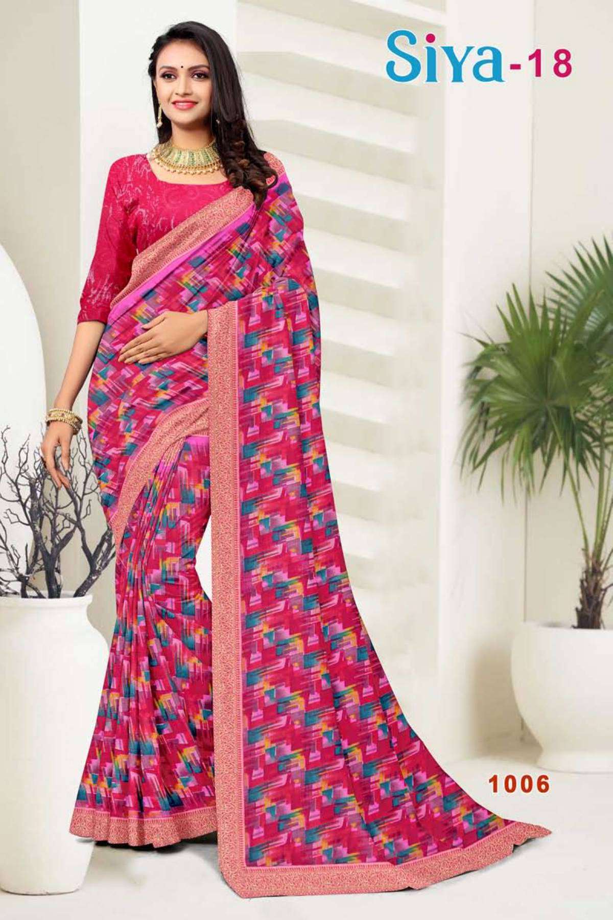 SIYA-18 BY TEXOFAB IN RANIAL GEORGETTE ALL OVER PRINTED SAREE WITH BORDER 