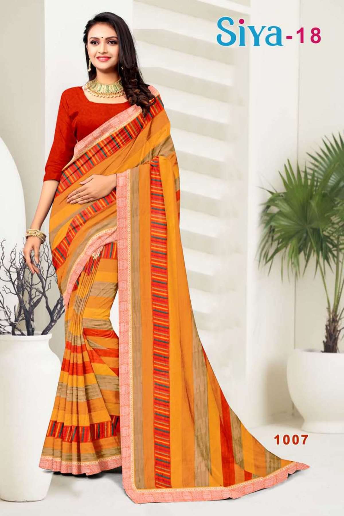 SIYA-18 BY TEXOFAB IN RANIAL GEORGETTE ALL OVER PRINTED SAREE WITH BORDER 