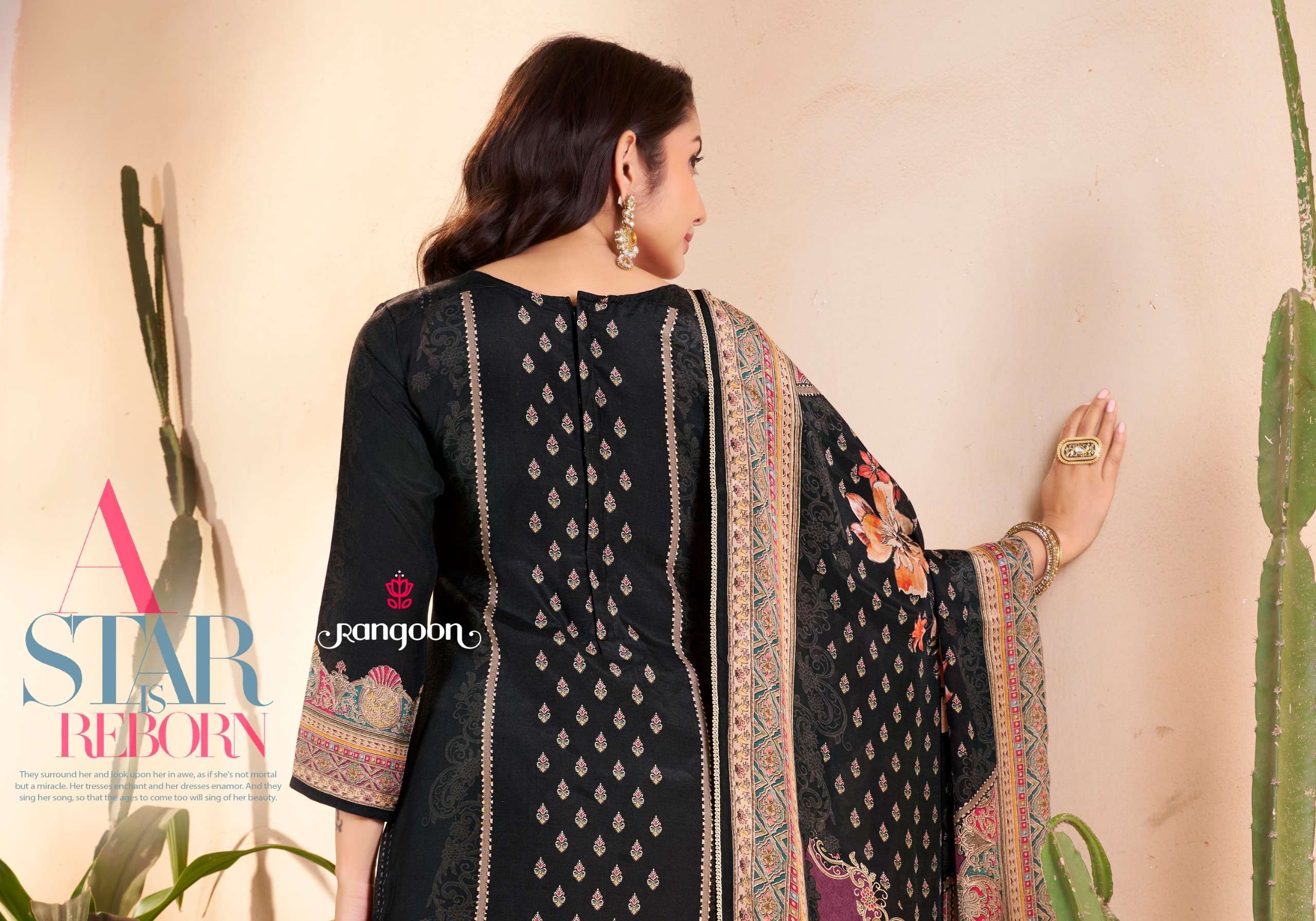 SONAM BY RANGOON IN PURE MUSLIN WITH DIGITAL PRINT AARI & SWAROVSKI DIAMOND WORK 