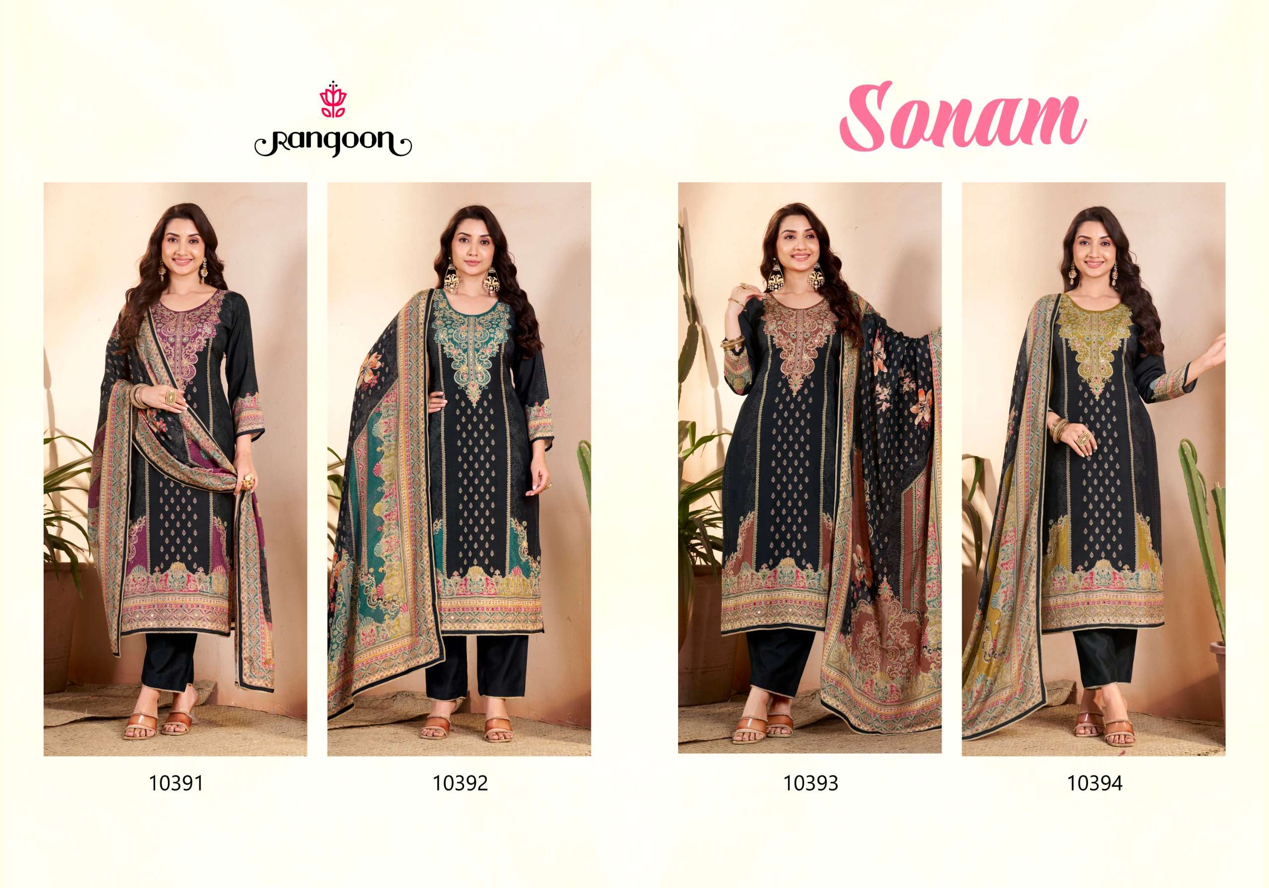 SONAM BY RANGOON IN PURE MUSLIN WITH DIGITAL PRINT AARI & SWAROVSKI DIAMOND WORK 