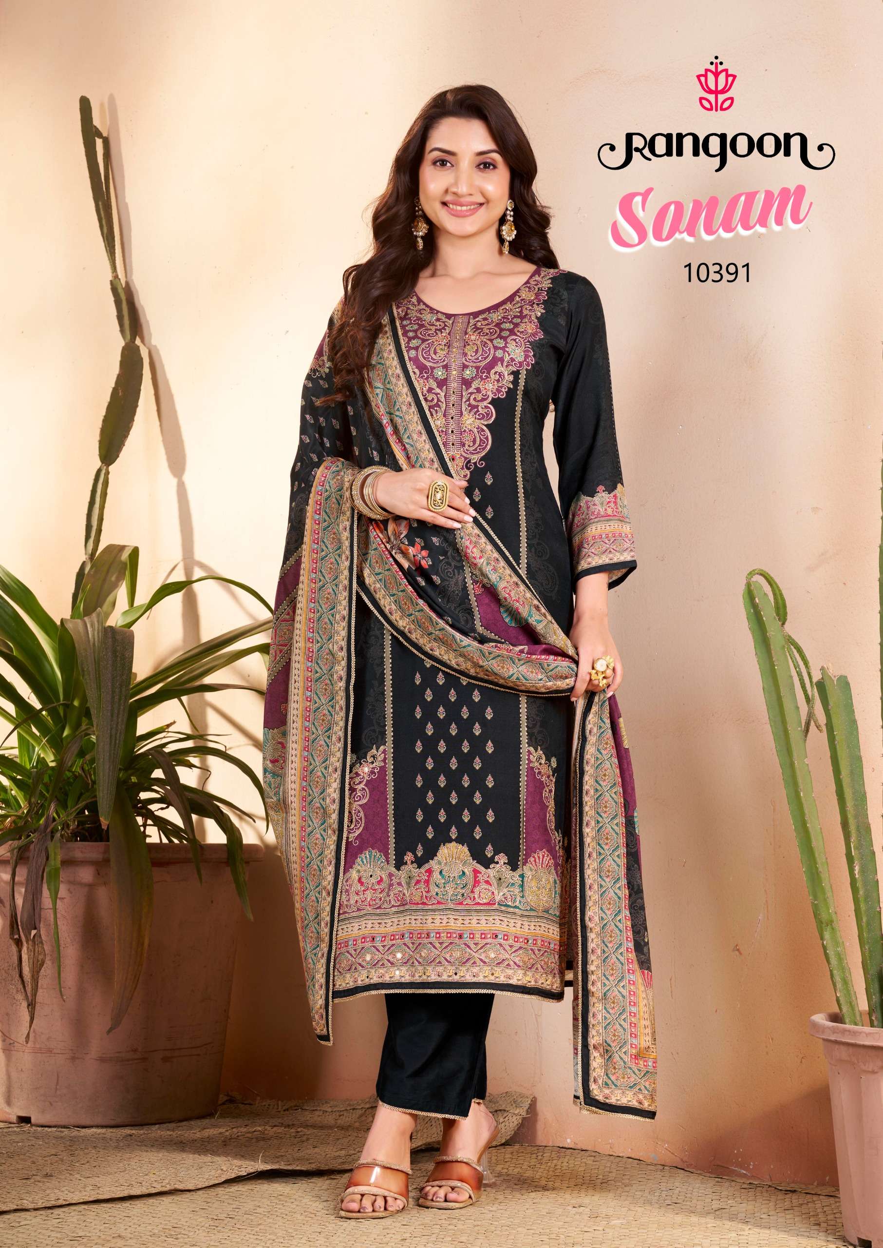 SONAM BY RANGOON IN PURE MUSLIN WITH DIGITAL PRINT AARI & SWAROVSKI DIAMOND WORK 