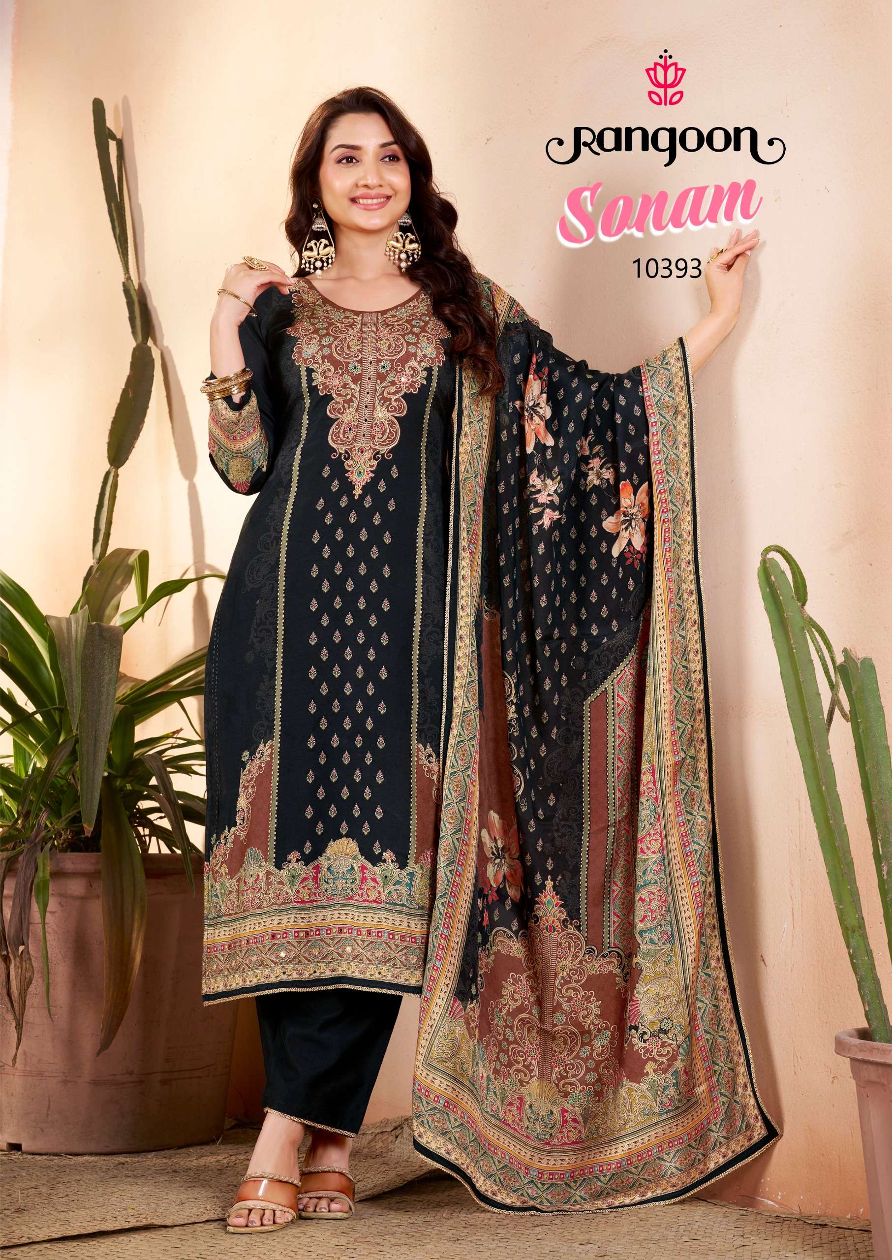 SONAM BY RANGOON IN PURE MUSLIN WITH DIGITAL PRINT AARI & SWAROVSKI DIAMOND WORK 