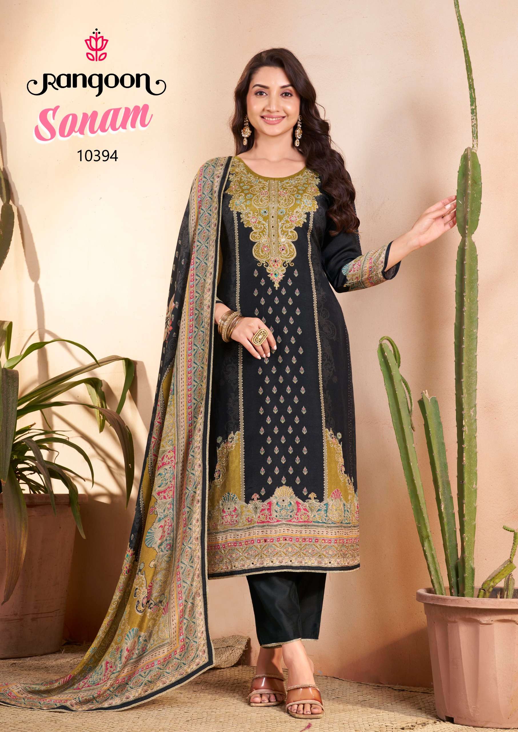 SONAM BY RANGOON IN PURE MUSLIN WITH DIGITAL PRINT AARI & SWAROVSKI DIAMOND WORK 
