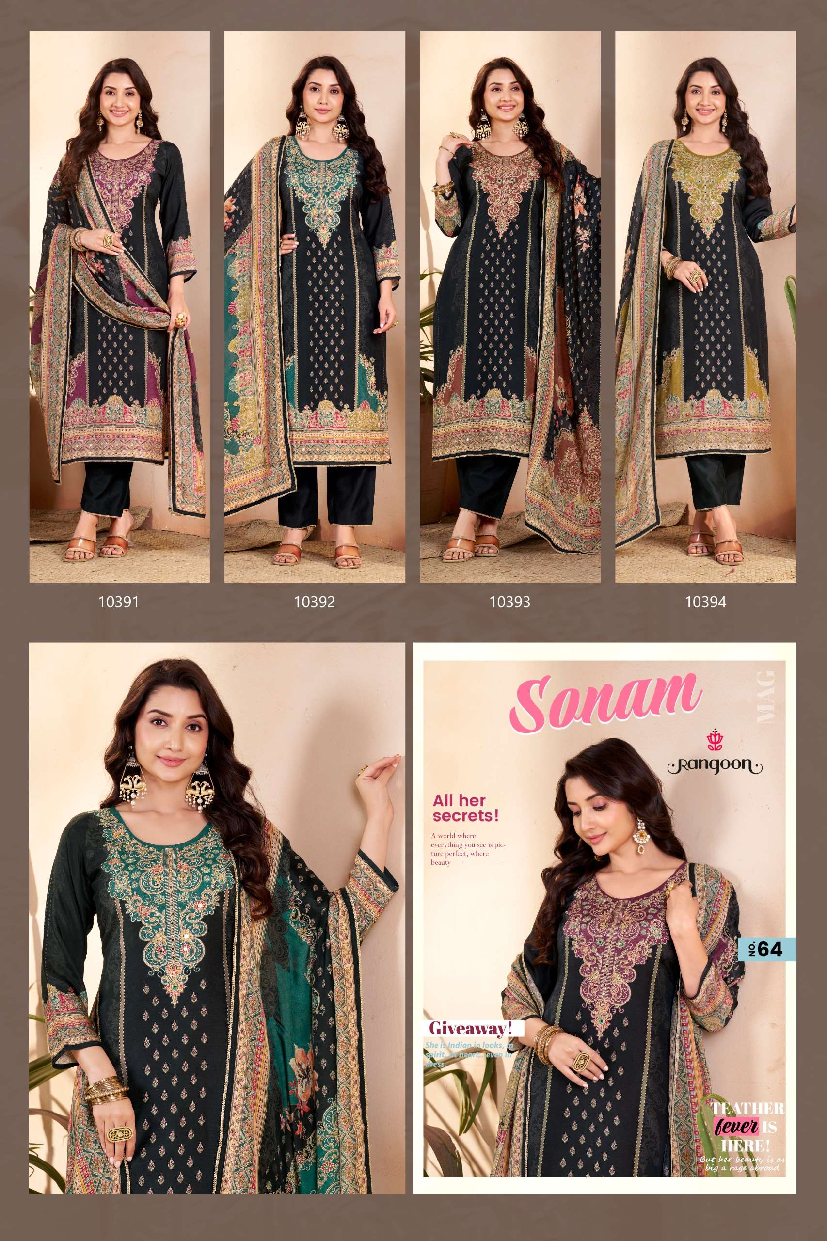 SONAM BY RANGOON IN PURE MUSLIN WITH DIGITAL PRINT AARI & SWAROVSKI DIAMOND WORK 