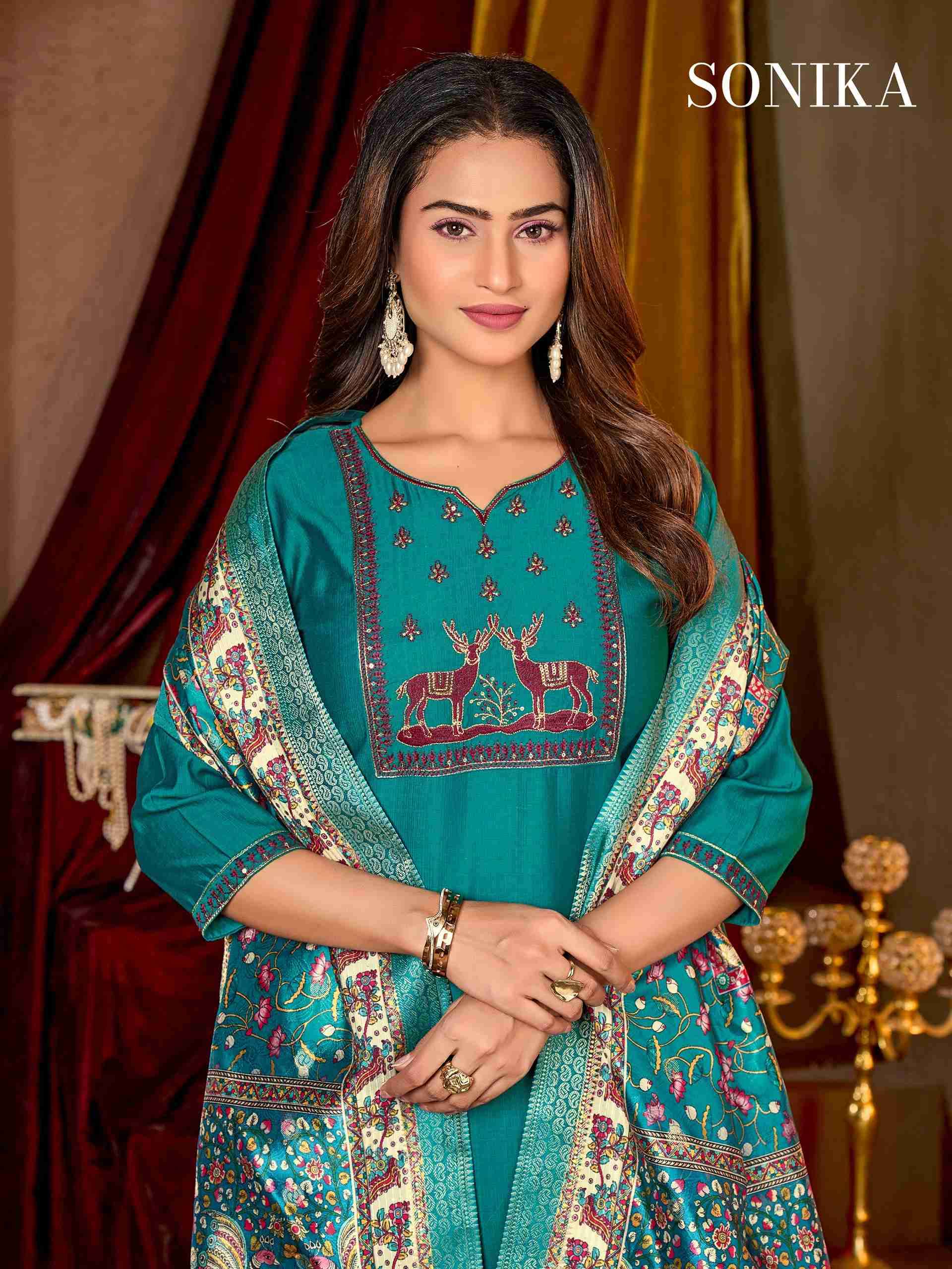 SONIKA BY TEXOFAB IN VATICAN SILK WITH HEAVY EMBROIDERY & SEQUENCE WORK