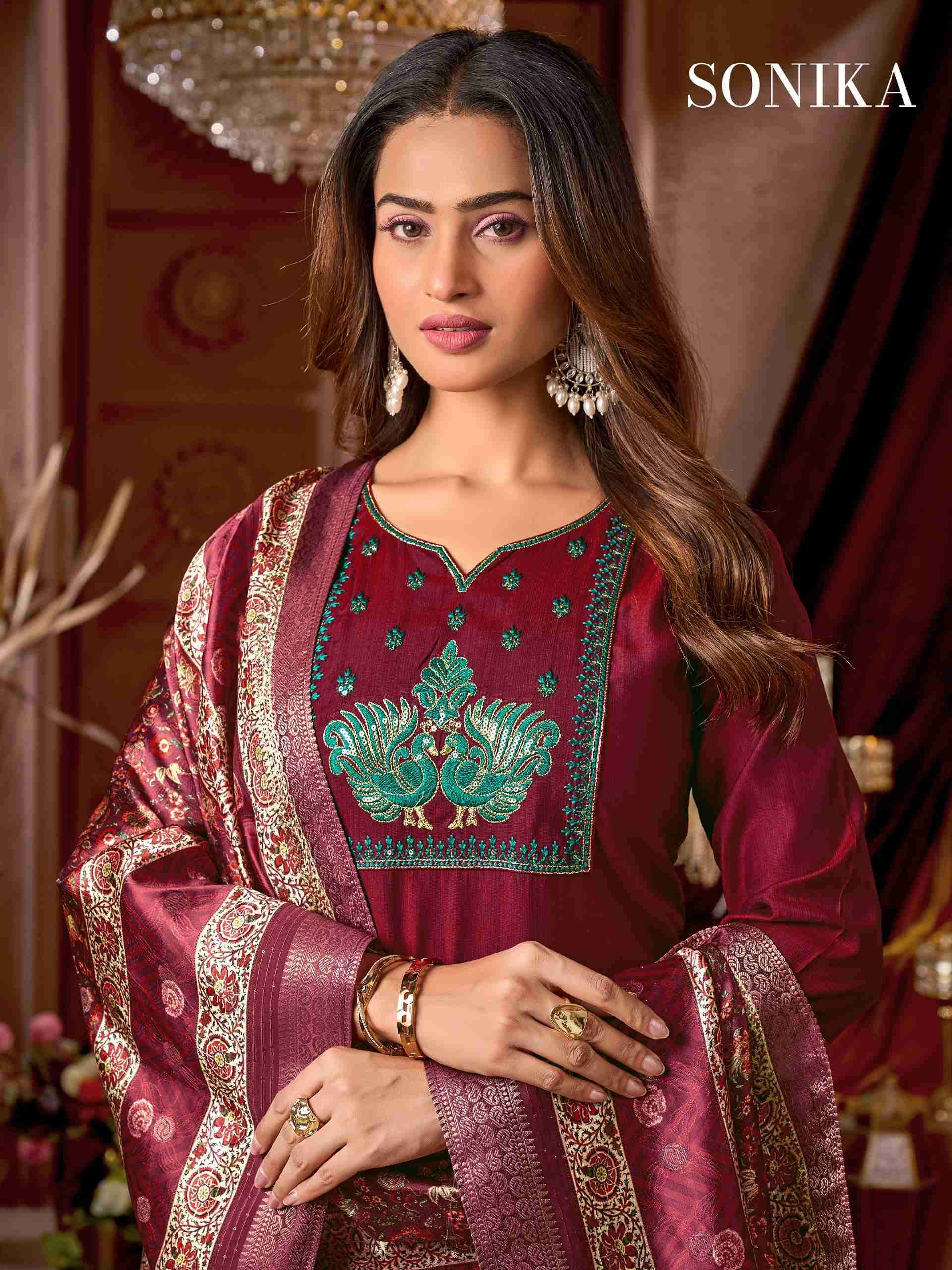 SONIKA BY TEXOFAB IN VATICAN SILK WITH HEAVY EMBROIDERY & SEQUENCE WORK