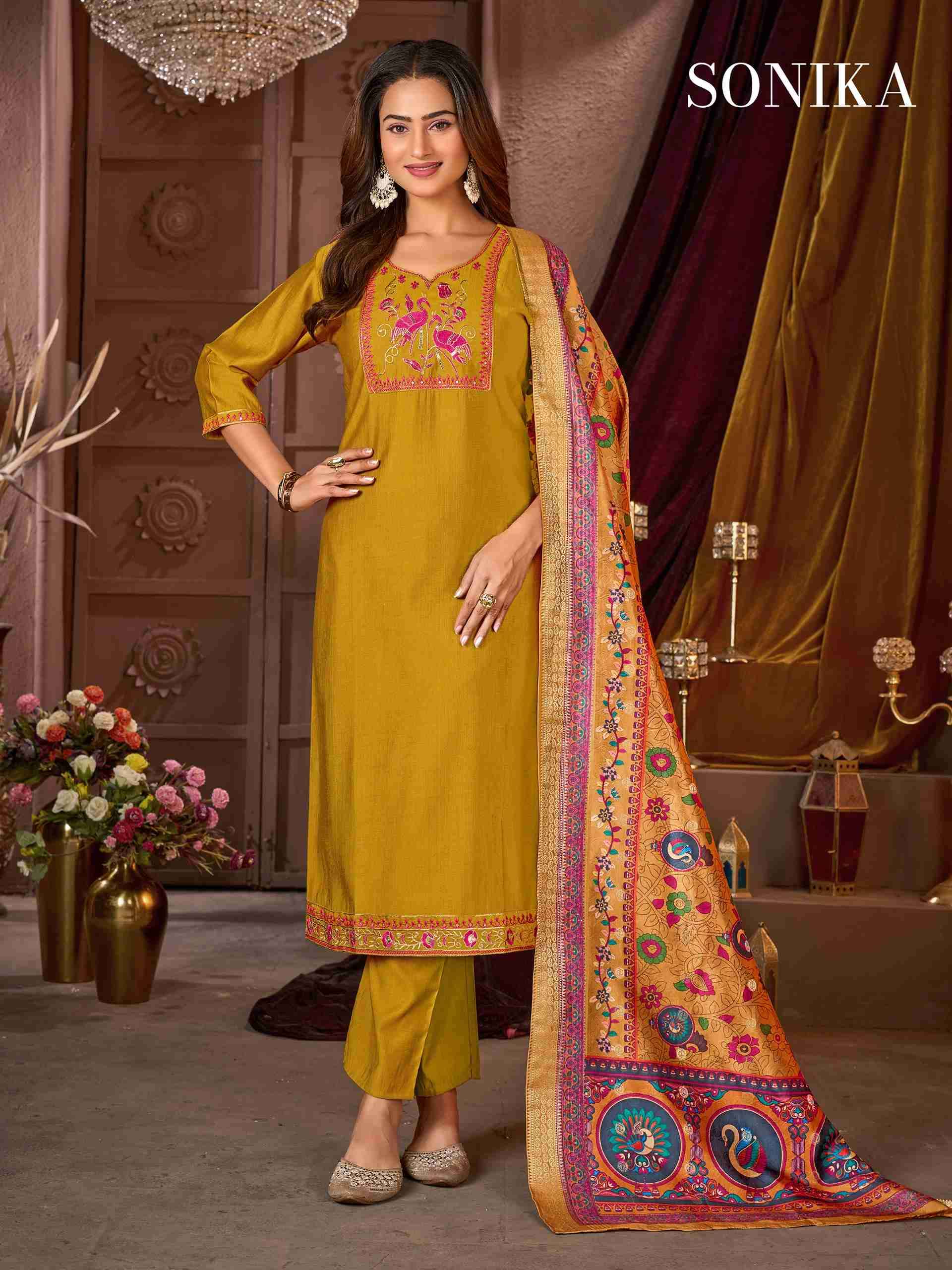 SONIKA BY TEXOFAB IN VATICAN SILK WITH HEAVY EMBROIDERY & SEQUENCE WORK