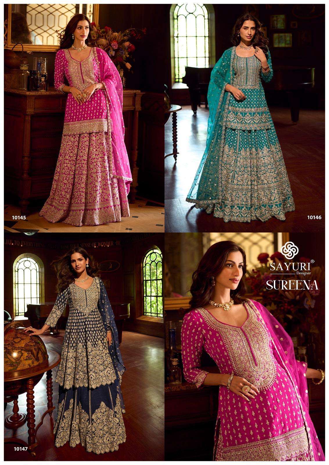 SUREENA BY SAYURI DESIGNE IN REAL GEROGETTE HEAVY FESTIVE LOOK EMBROIDERED MIRROR WORK 