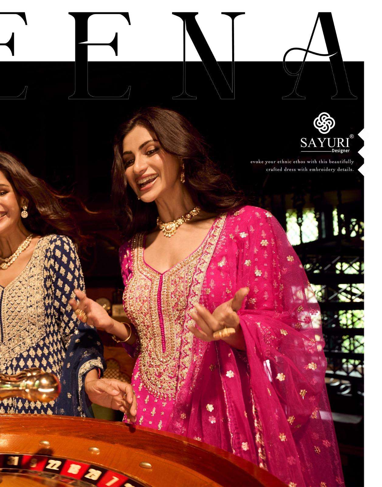 SUREENA BY SAYURI DESIGNE IN REAL GEROGETTE HEAVY FESTIVE LOOK EMBROIDERED MIRROR WORK 