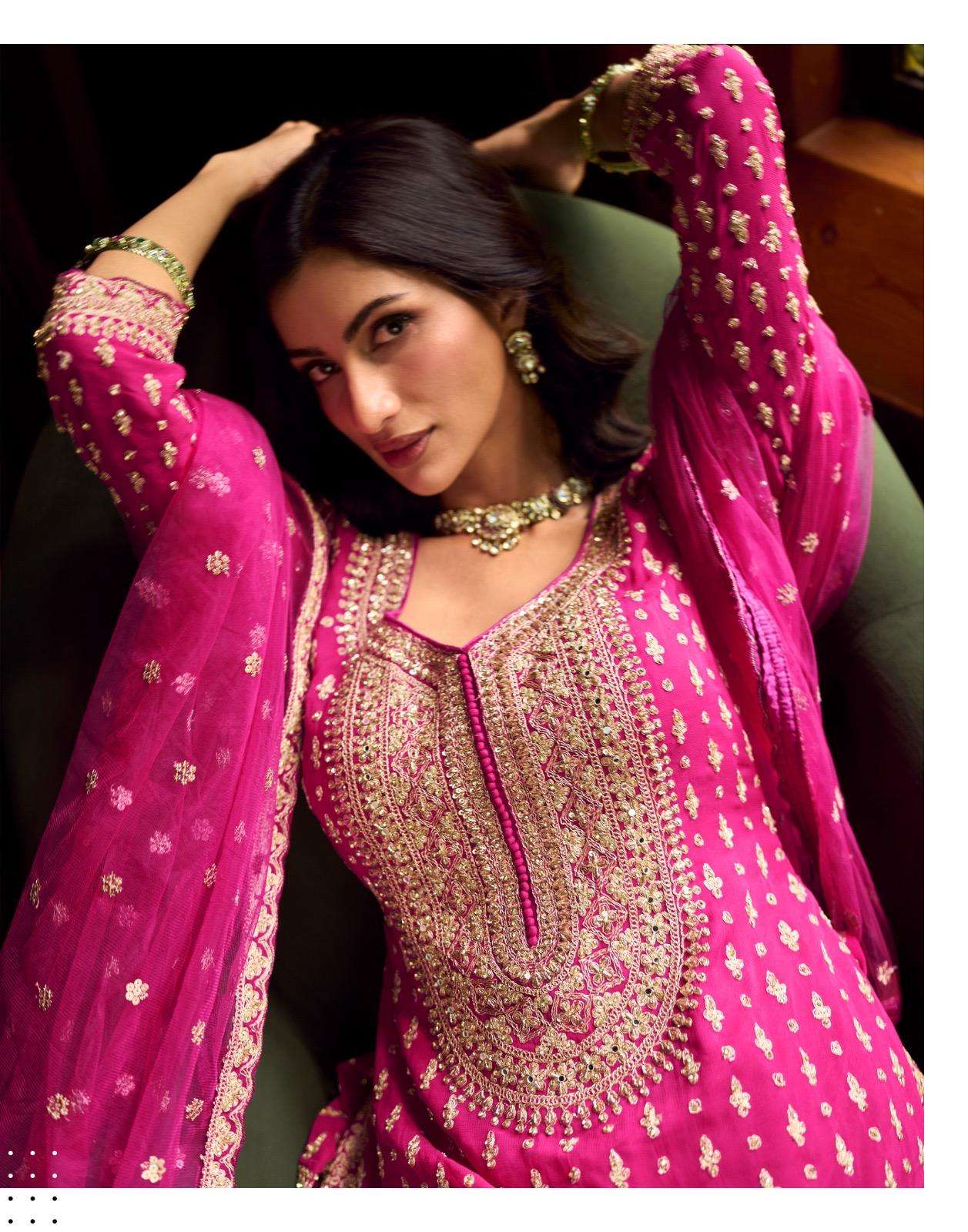 SUREENA BY SAYURI DESIGNE IN REAL GEROGETTE HEAVY FESTIVE LOOK EMBROIDERED MIRROR WORK 