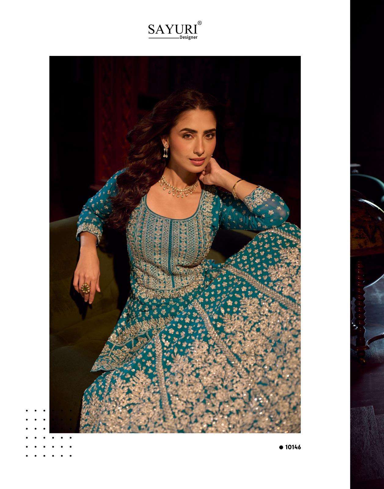 SUREENA BY SAYURI DESIGNE IN REAL GEROGETTE HEAVY FESTIVE LOOK EMBROIDERED MIRROR WORK 