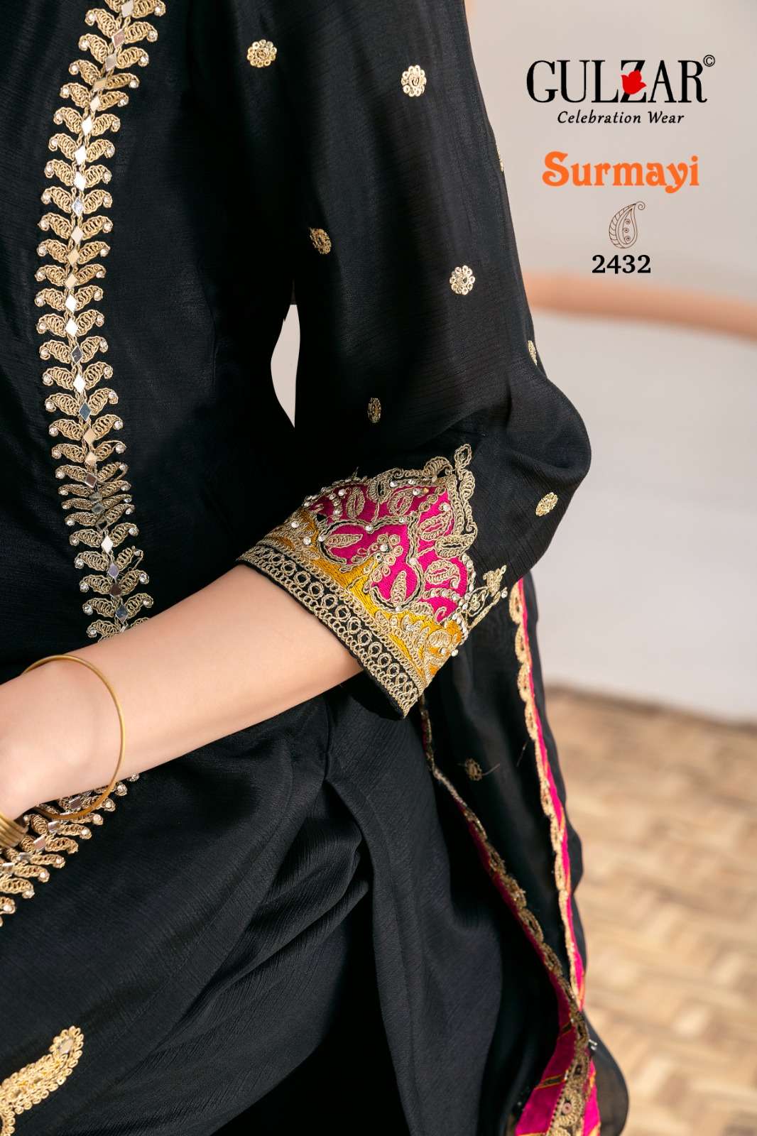 SURMAYI BY GULZAR IN PREMIUM CHINON FABRIC TOP PANT WITH EMBROIDERY & HANDWORK 