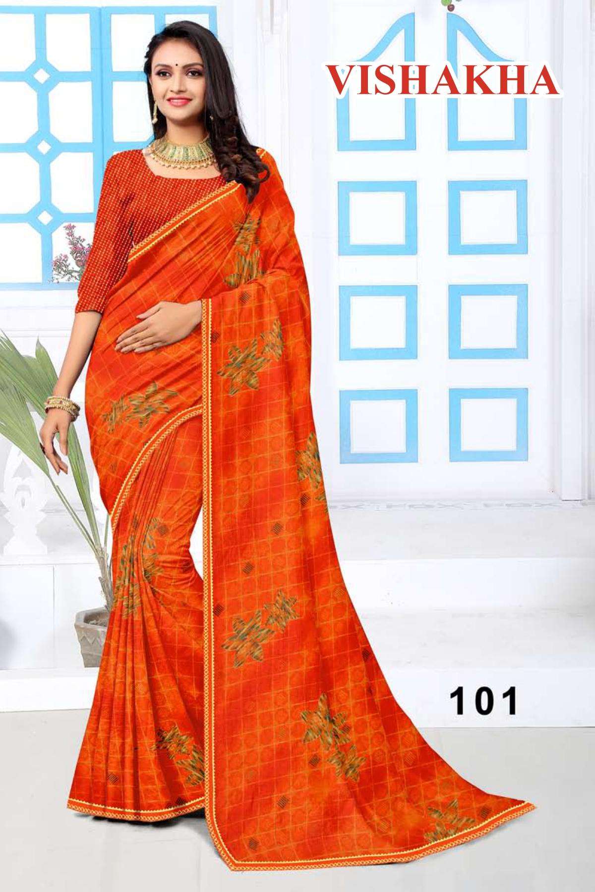 VISHAKHA BY TEXOFAB IN RANIAL GEORGETTE ALL OVER PRINTED SAREE WITH BORDER 
