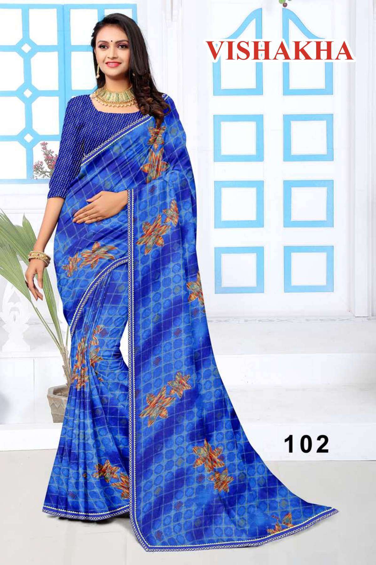 VISHAKHA BY TEXOFAB IN RANIAL GEORGETTE ALL OVER PRINTED SAREE WITH BORDER 