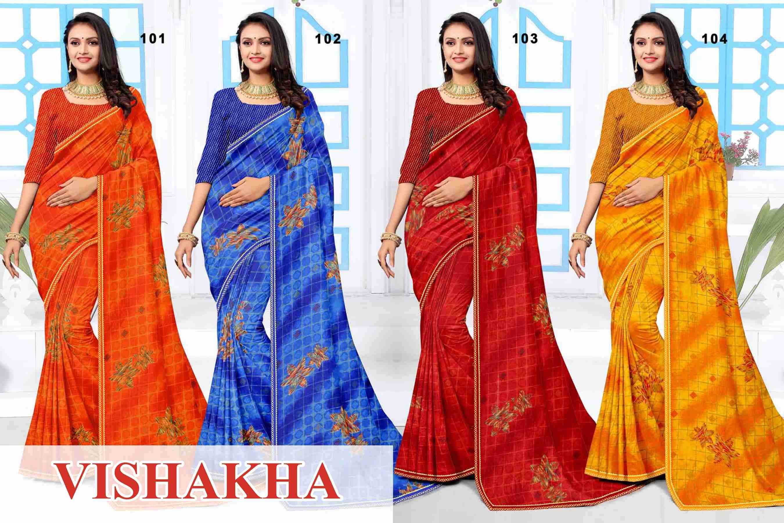 VISHAKHA BY TEXOFAB IN RANIAL GEORGETTE ALL OVER PRINTED SAREE WITH BORDER 