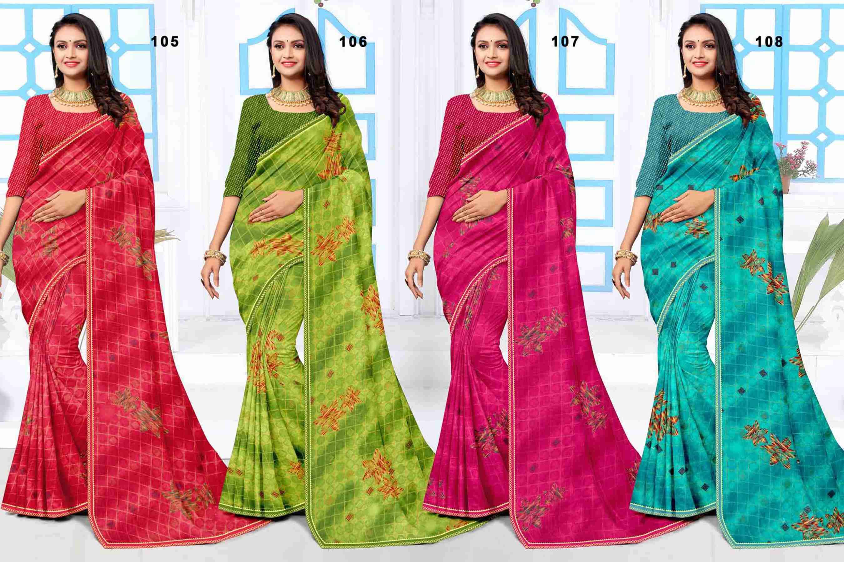 VISHAKHA BY TEXOFAB IN RANIAL GEORGETTE ALL OVER PRINTED SAREE WITH BORDER 