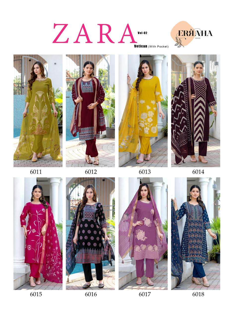 ZARA VOL-2 BY ERRAHA IN PREMIUM VATICAN WITH ADJUSTMENT PRINTS & EMBROIDERY WORK 