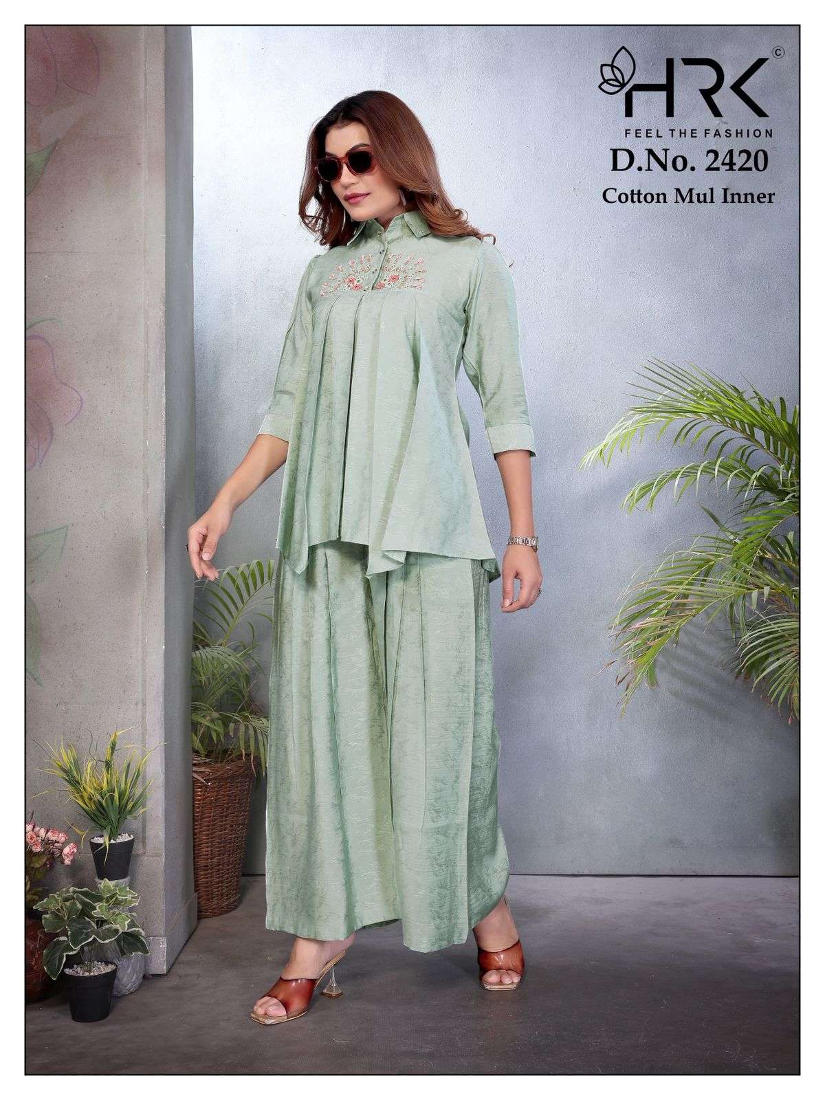 HRK LAUNCH VATICAN PRINT WITH EXCLUSIVE HAND WORK WITH COTTON MUL INNER  CO-ORD SET
