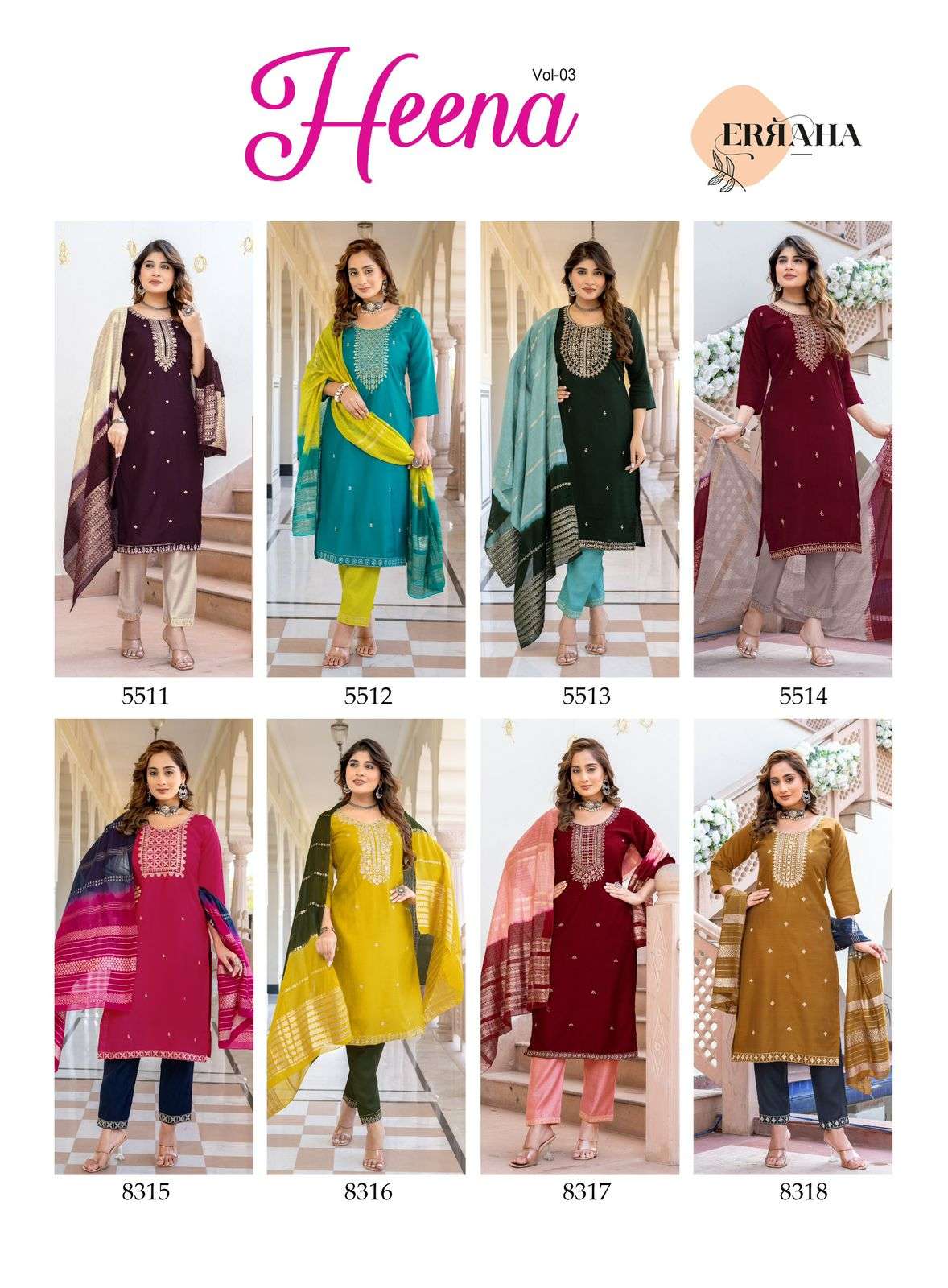 MOST AMAZING PREMIUM VERTICAL STRAIGHT CUT CATALOG WITH CONTRAST MATCHING HEENA VOL-3