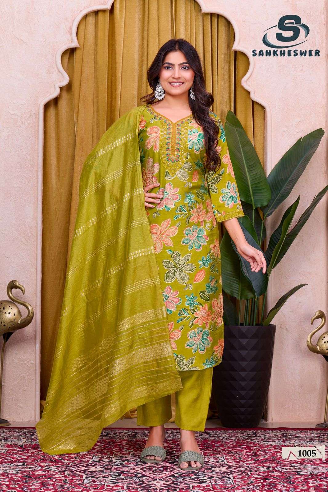 SANKHESWER BRAND LAUNCHING NEW VARTICAN FOIL DECHARGE PRINT KURTI SET SUFIYANA VOL-1